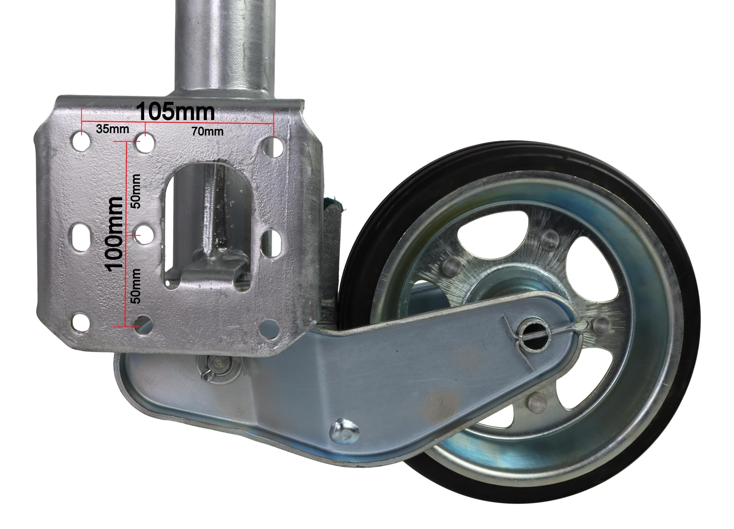 Rueda de apoyo automática de carga pesada 500kg Ø60mm extra larga para remolque de automóvil, engranaje de espolón 232x80mm para caravana, remolque de vivienda