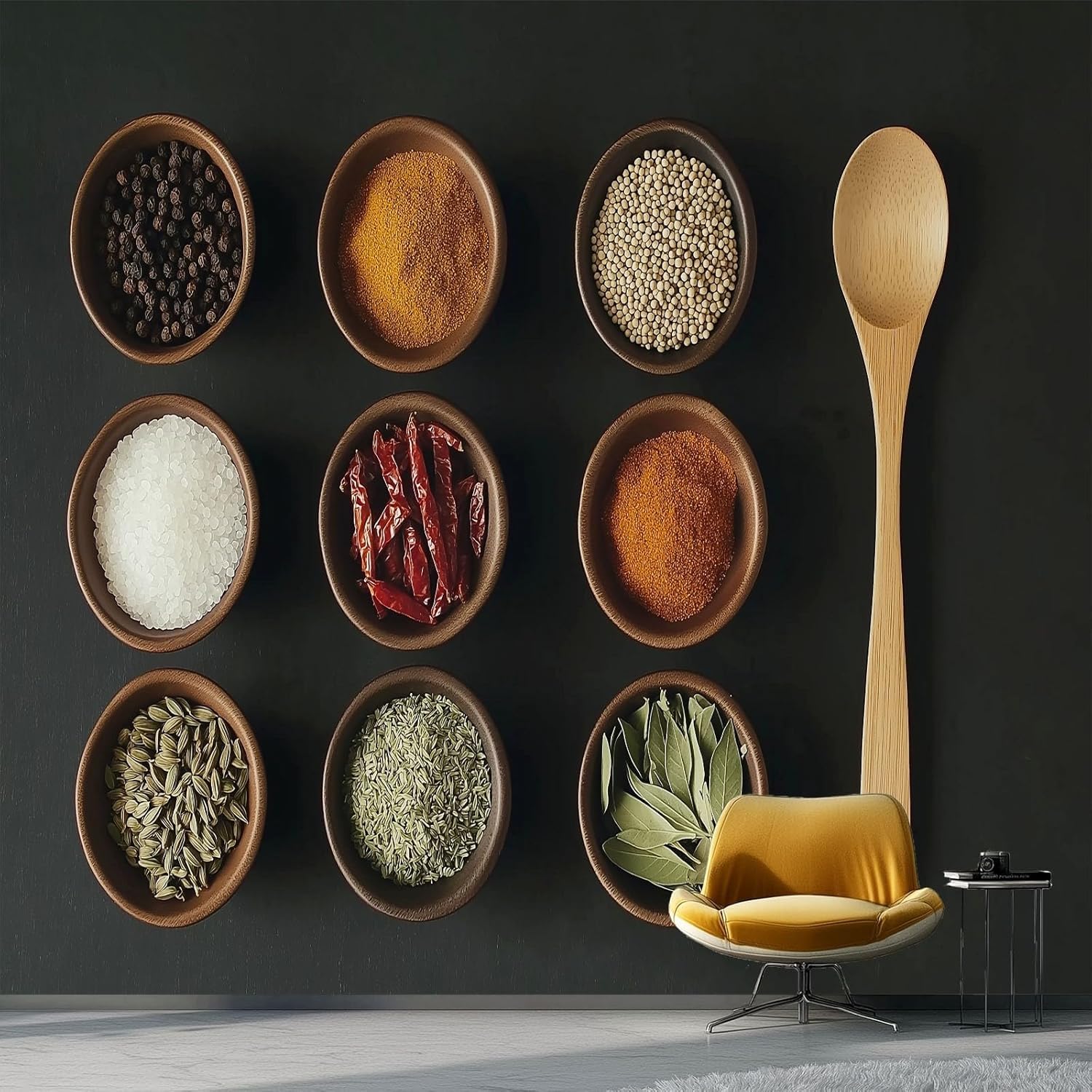 Fresque murale cuisine condiments 250x175 pour un salon chaleureux