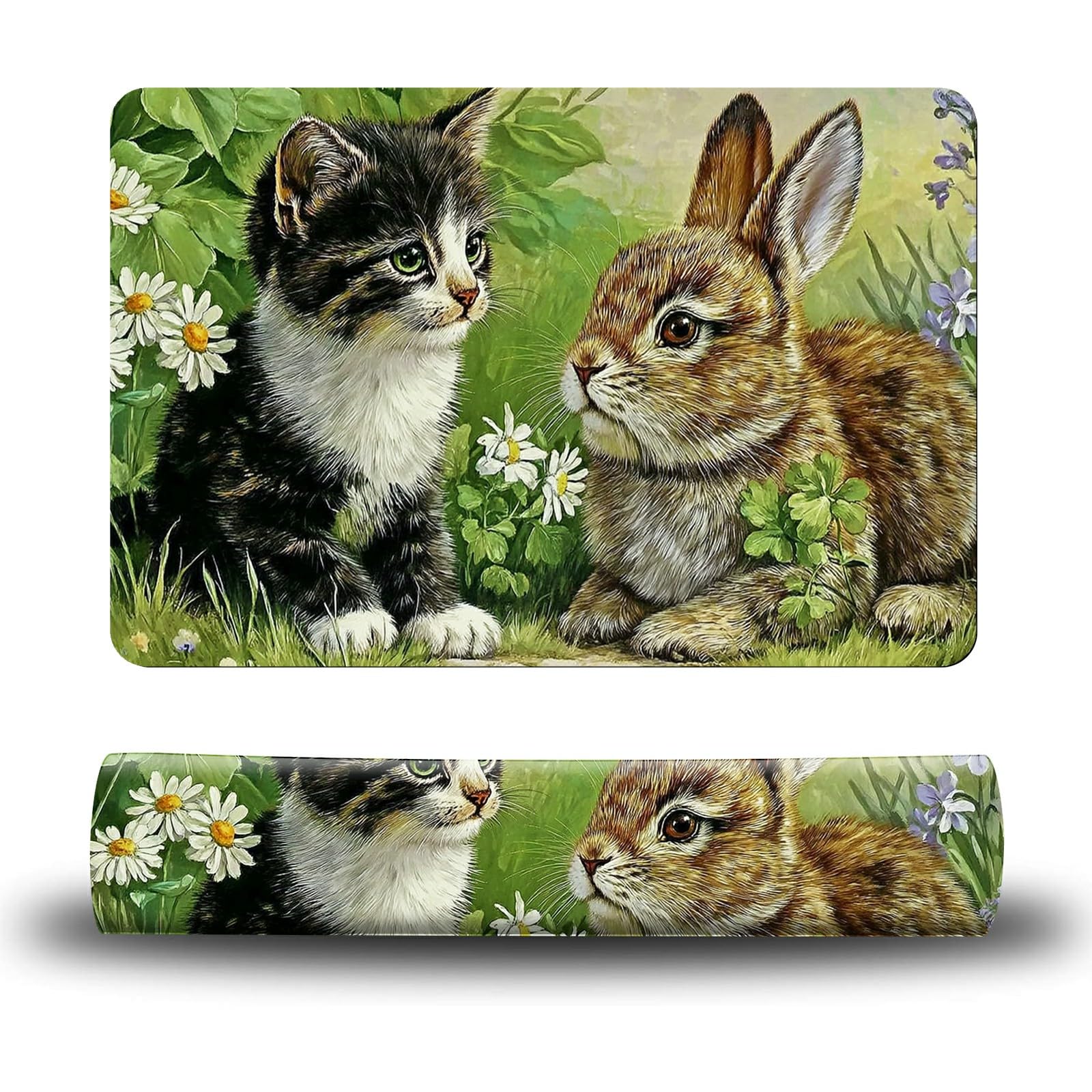 Dikoer Dog Food Mat, 15.7" x 23.6" Absorbent Pet Feeding Mat for Food and Water, Waterproof Diatom Mud Pet Placemat with Non-Slip Rubber Backing, Easy Clean Cat Bowl Mat for Floors - Cat Rabbit