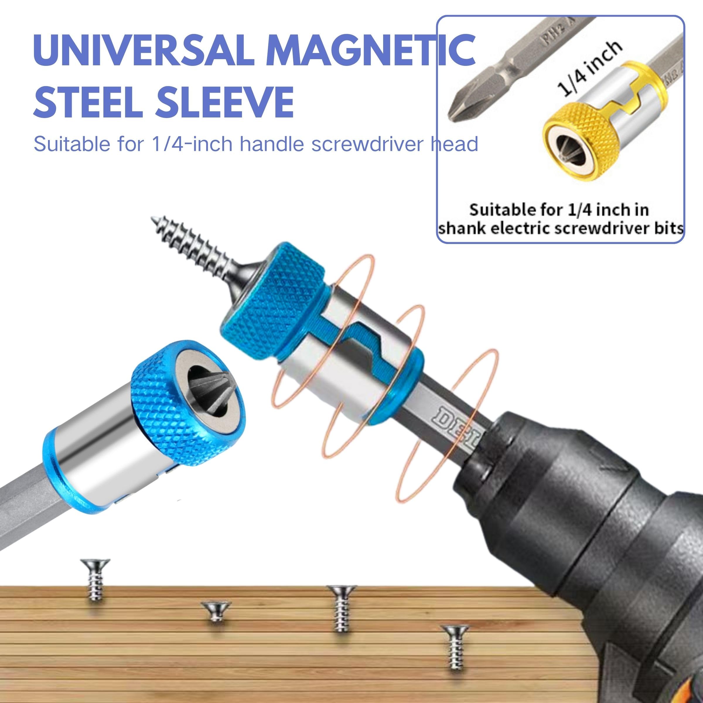 6 anelli magnetici a testa per cacciavite, 2025, con magnetizzatore universale, rimovibile, per cacciavite esagonale e punte di alimentazione (mix)