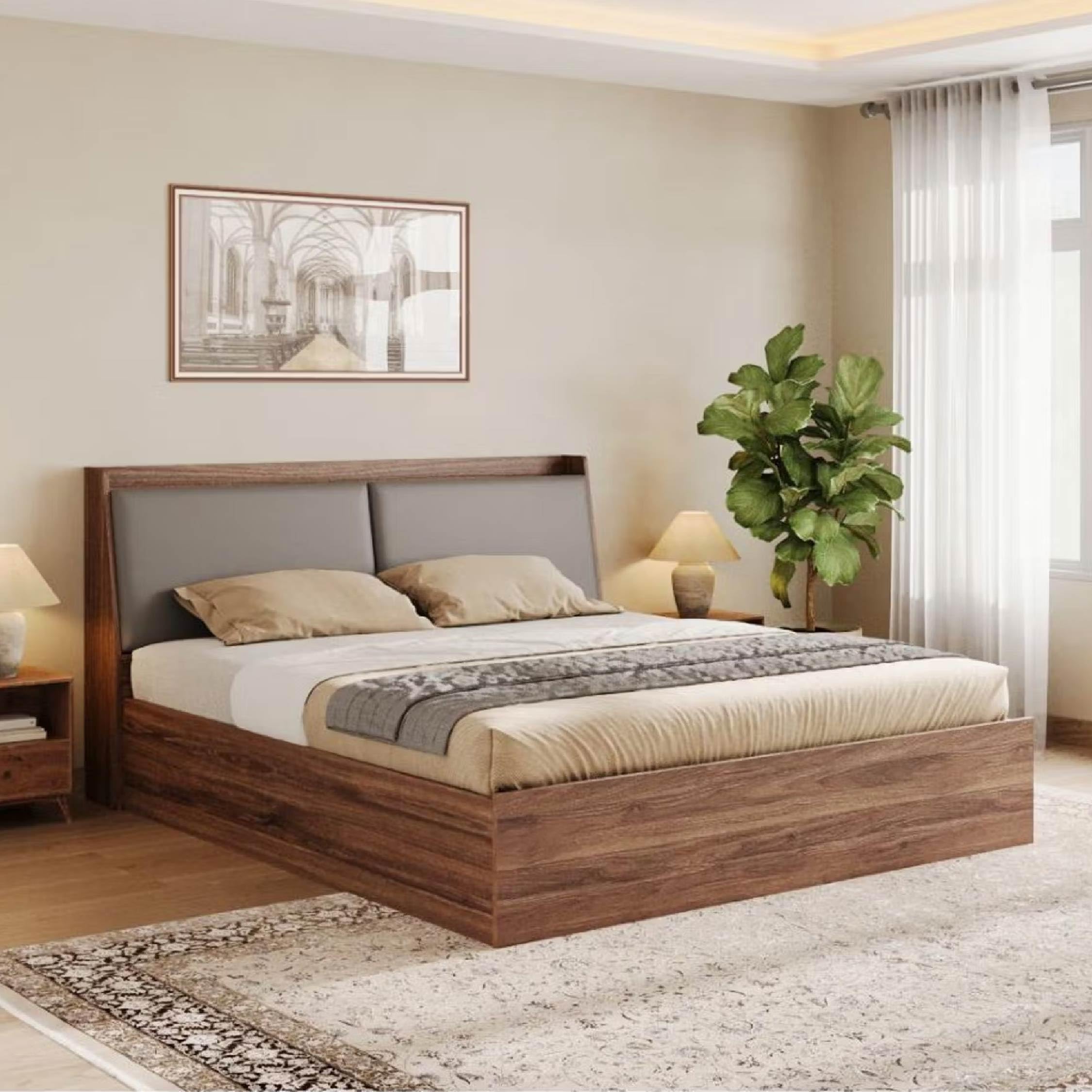Wakefit Bed | 3 Yr Warranty | King Size Bed, Hydraulic Storage & Foam-Cushioned Upholstery Headboard, Density:680–750 kg/m³, Termite & Borer Resistant, Fits Mattresses Up to 8 Inches (Mars 78x60 - CW)