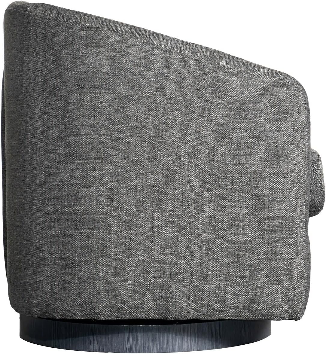 Flash Furniture Landon Upholstered Barrel Chair, Commercial 360° Swivel Club Style Chair, Sloped Armrests, Woodgrain Vinyl Wrapped Metal Base, Dark Gray Fabric