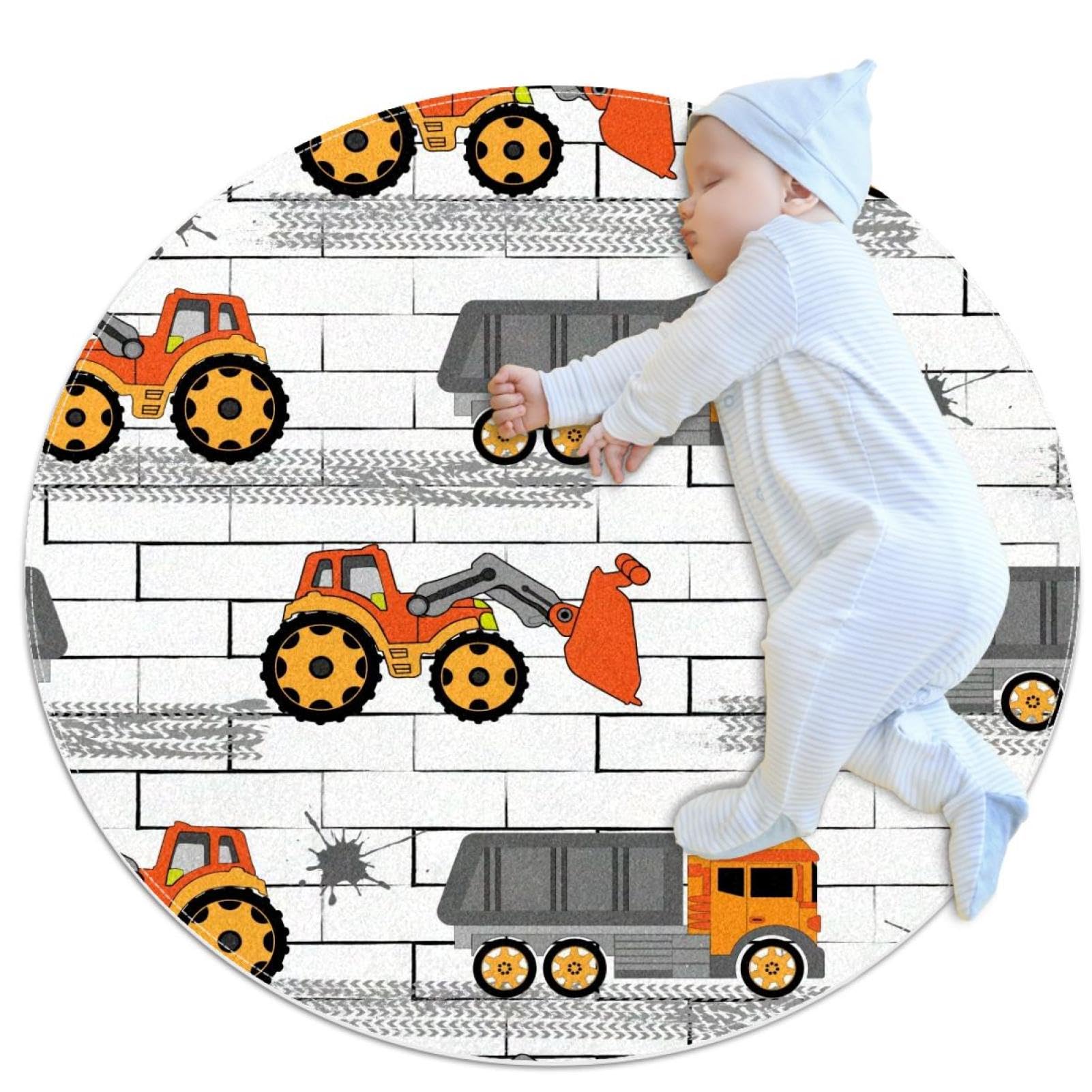 Tapis de salle de bain rond 1m tracteur camion antidérapant pour chambre