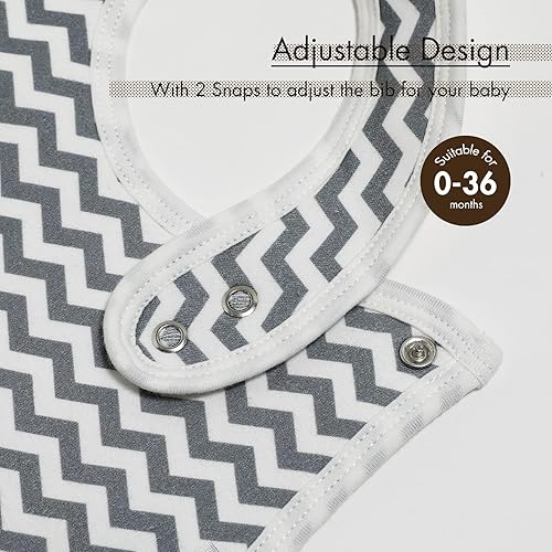 Miniatura 6 de Baberos a presión para niños y niñas, paquete de 12 baberos para bebés, recién nacidos, algodón orgánico, ajustables, lavables a máquina