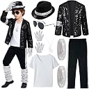 80s.90s Outfits for Kids, Rockstar Cosplay Costume for Boys, Pop Star Role Play Halloween Costume, Suitable Kids 4-10