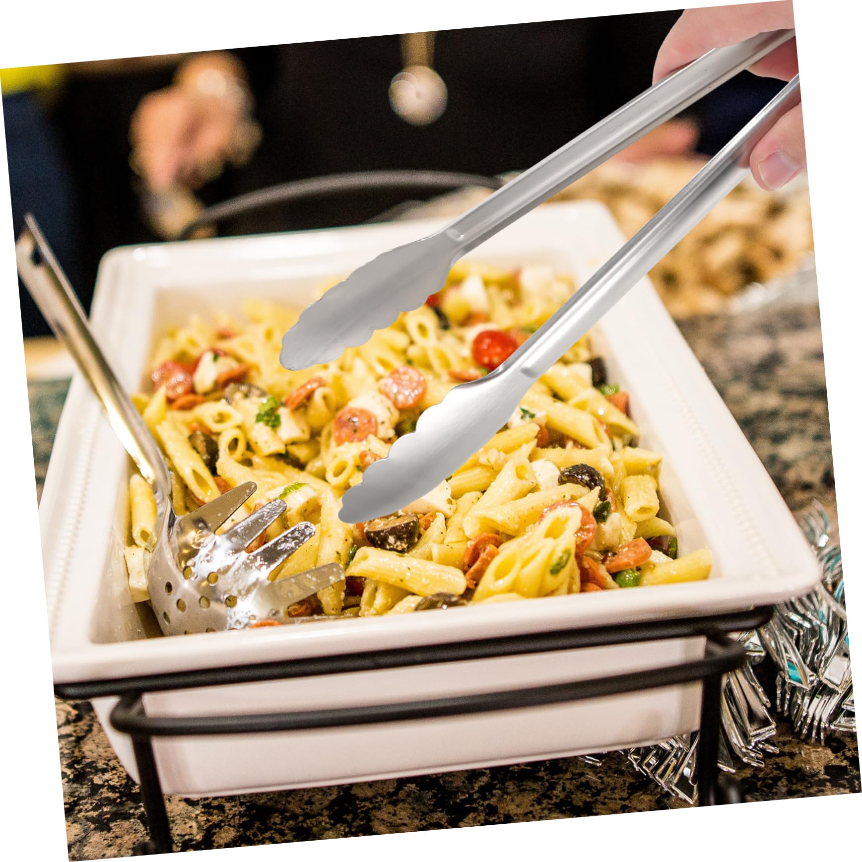 OUNONA 3 pcs Stainless Steel Food Tongs Kitchen Tongs for Serving Grilling and Barbecuing for Steaks Bread Vegetables and More Comfortable Grip for Home and Outdoor Use