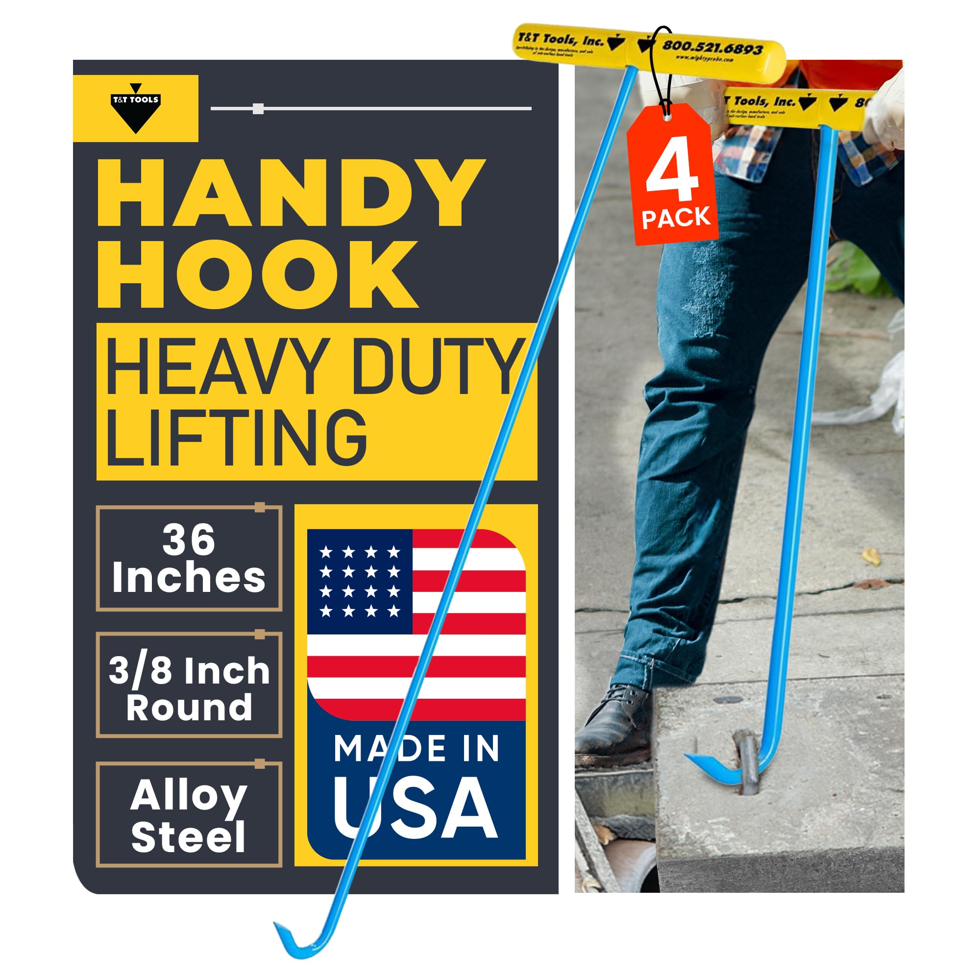 T&T Tools 30" Handy Hook Lift Tool - 2 Pack -8 T&T Tools 30" Handy Hook Lift Tool - 2 Pack -8
