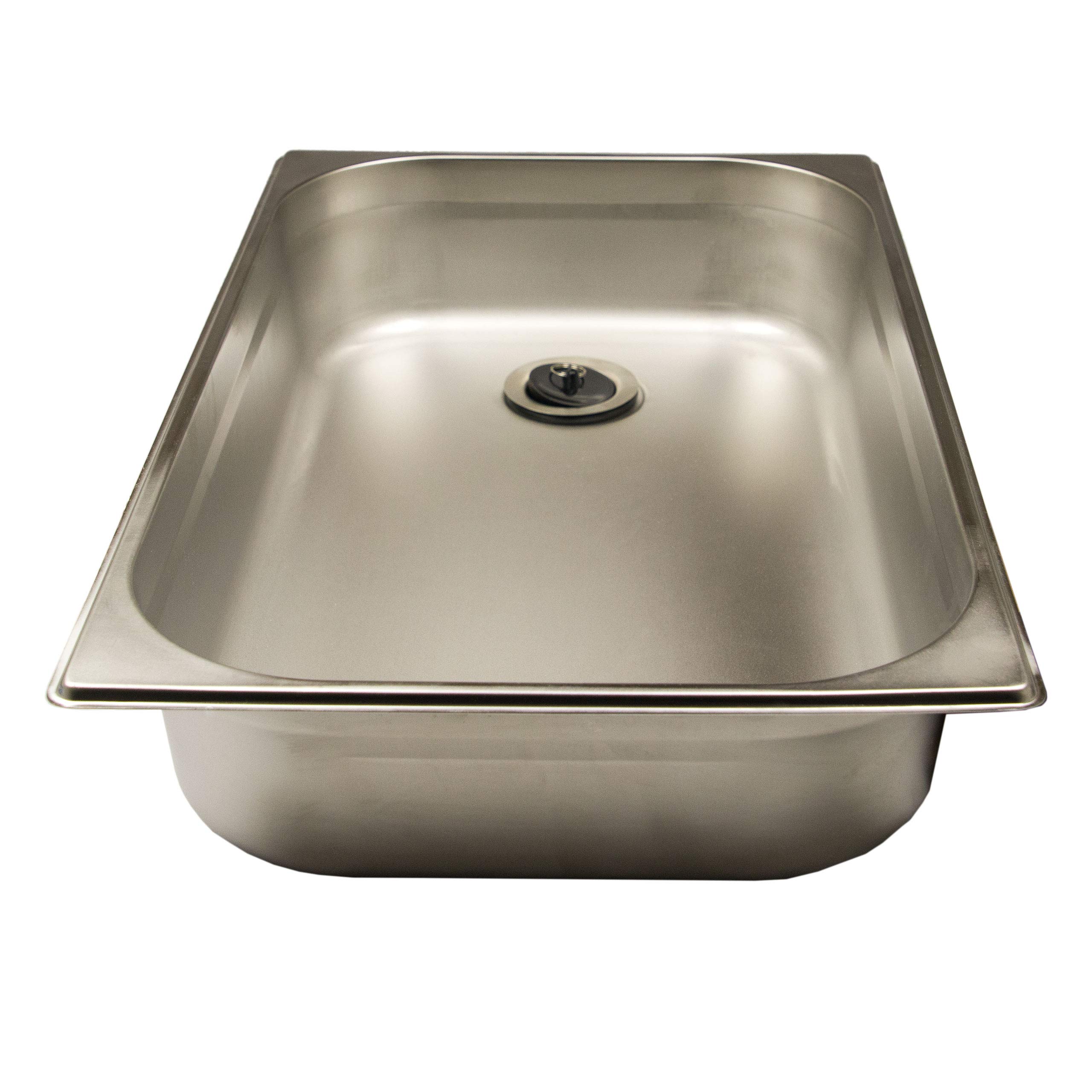 Waschbecken 1/1 530mm x 325mm x 100mm, Edelstahl mit einem, Universal Ablaufventil