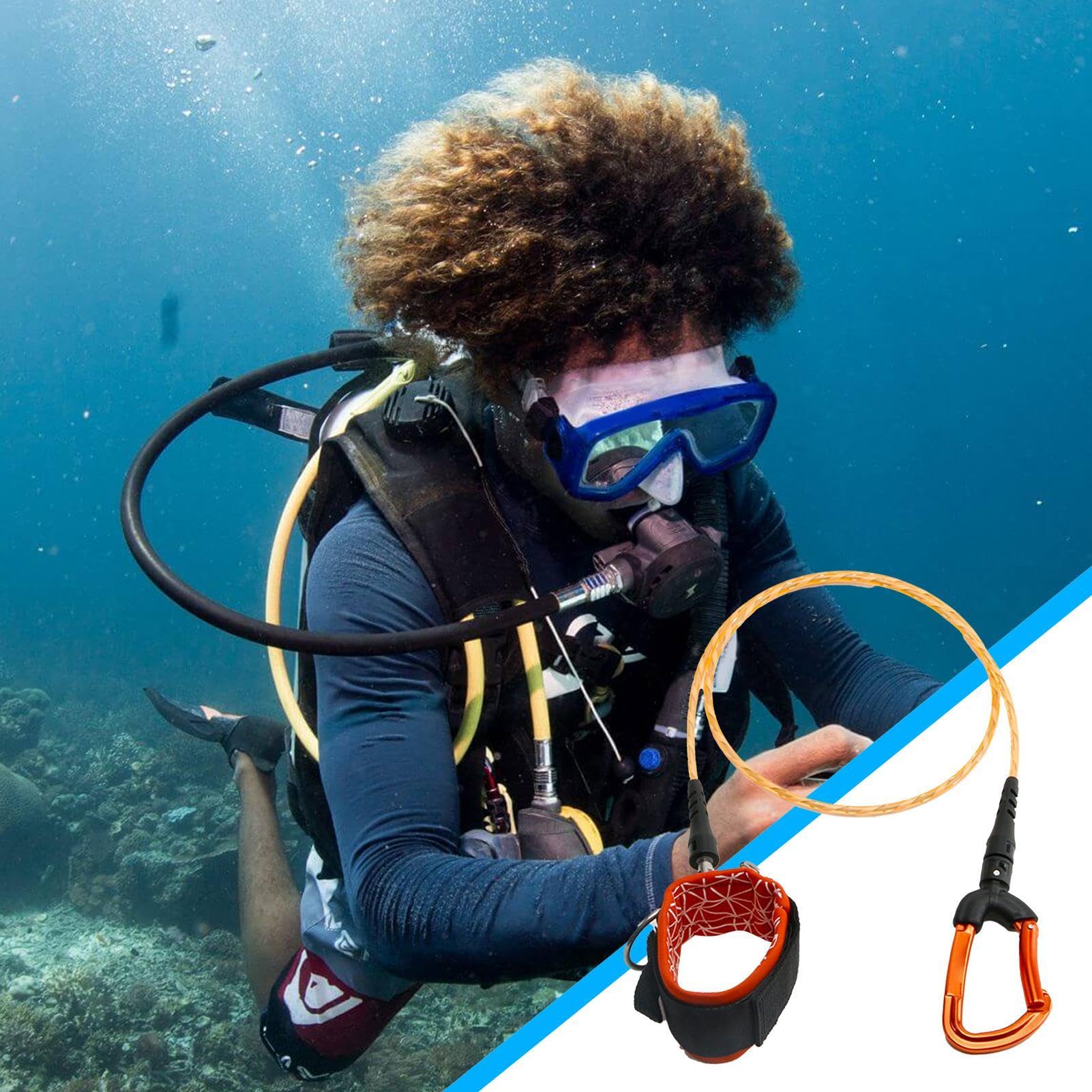 Freediving Rope - Heavy Duty Freediving Rope Outdoor Swimming Lanyard,Diving Safety Lanyard Diving Safety Rope for Freediving Scuba Diving, Snorkeling, Boating