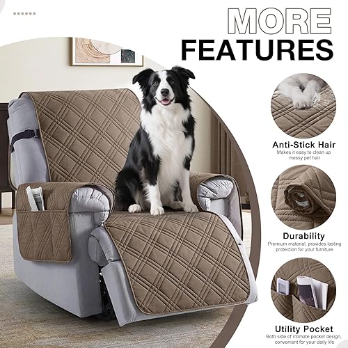 Miniatura 27 de TAOCOCO Funda impermeable para silla reclinable, antideslizante, de gran tamaño, para silla reclinable con bolsillo, funda para silla reclinable