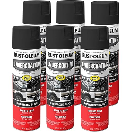 Rust-Oleum 248657-6PK Stops Rust Undercoating Spray, 15 oz, Rubberized Black, 6 Pack