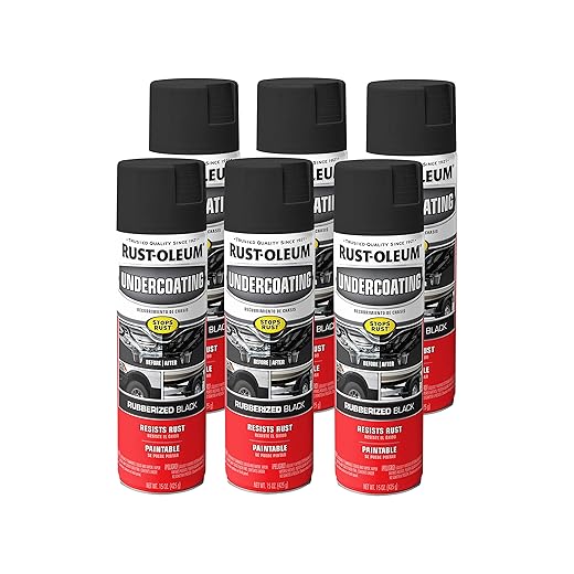 Rust-Oleum 248657-6PK Stops Rust Undercoating Spray, 15 oz, Rubberized Black, 6 Pack