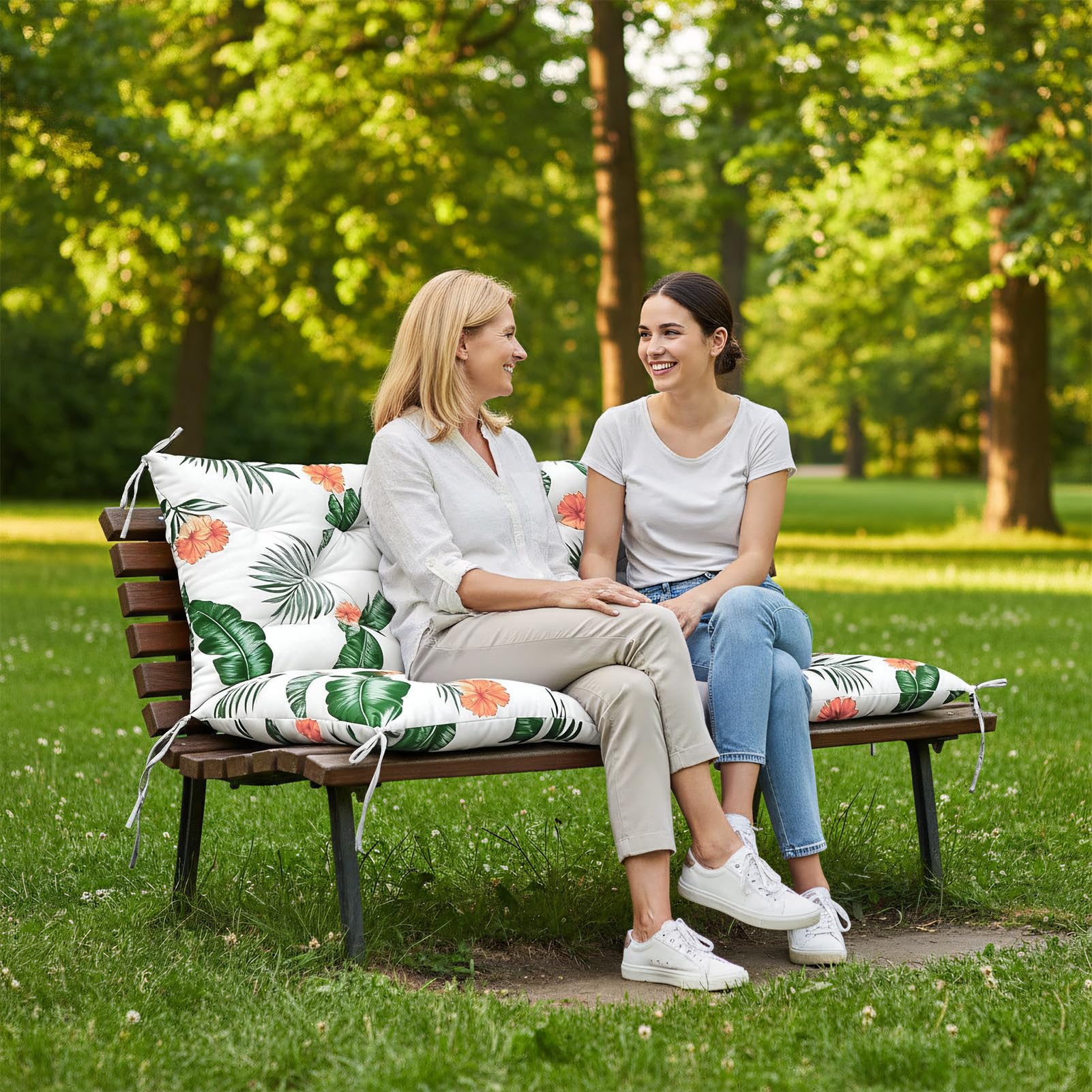 Waterproof Swing Seat Cushions: 2/3/4 Seater Thick Patio Bench with Anti Slip Stripor Garden Furniture Pad for Stylish Garden Decoration (Hawaiian, 150x100cm) — view 6