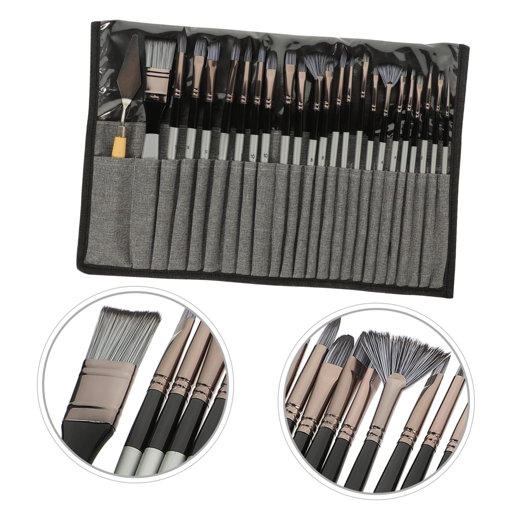 SEWACC Set de 24 Pinceles para Pintura Acrílica y Óleo Cerdas de Nylon y Mango de Madera, Multiusos y Seguros para Uso Prolongado, Adecuado para Pintura en Roca y Rostro