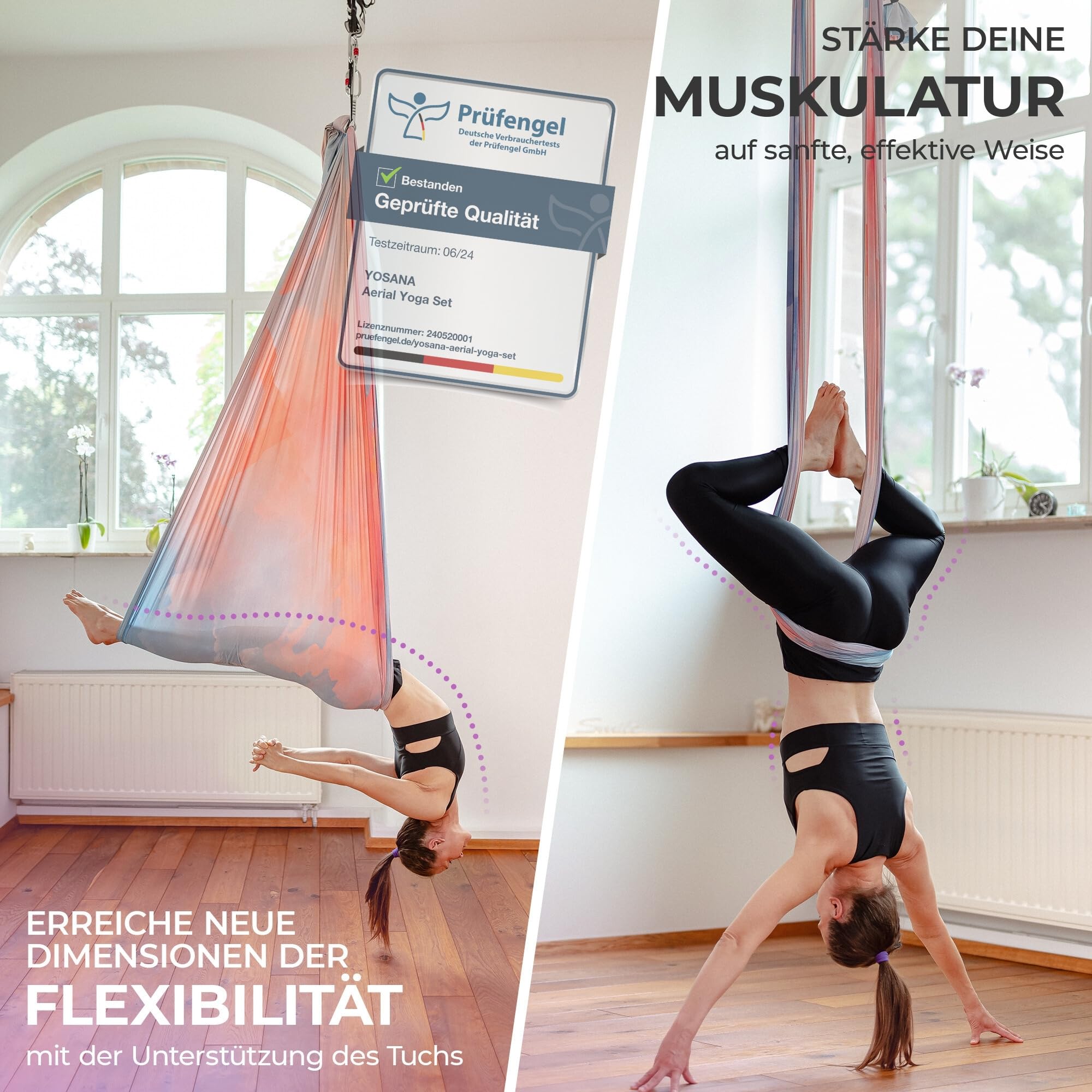 Yosana Hängematte | Komplettset inkl. Befestigung | TÜV geprüft | Nylon Tuch 5m x 2,6m