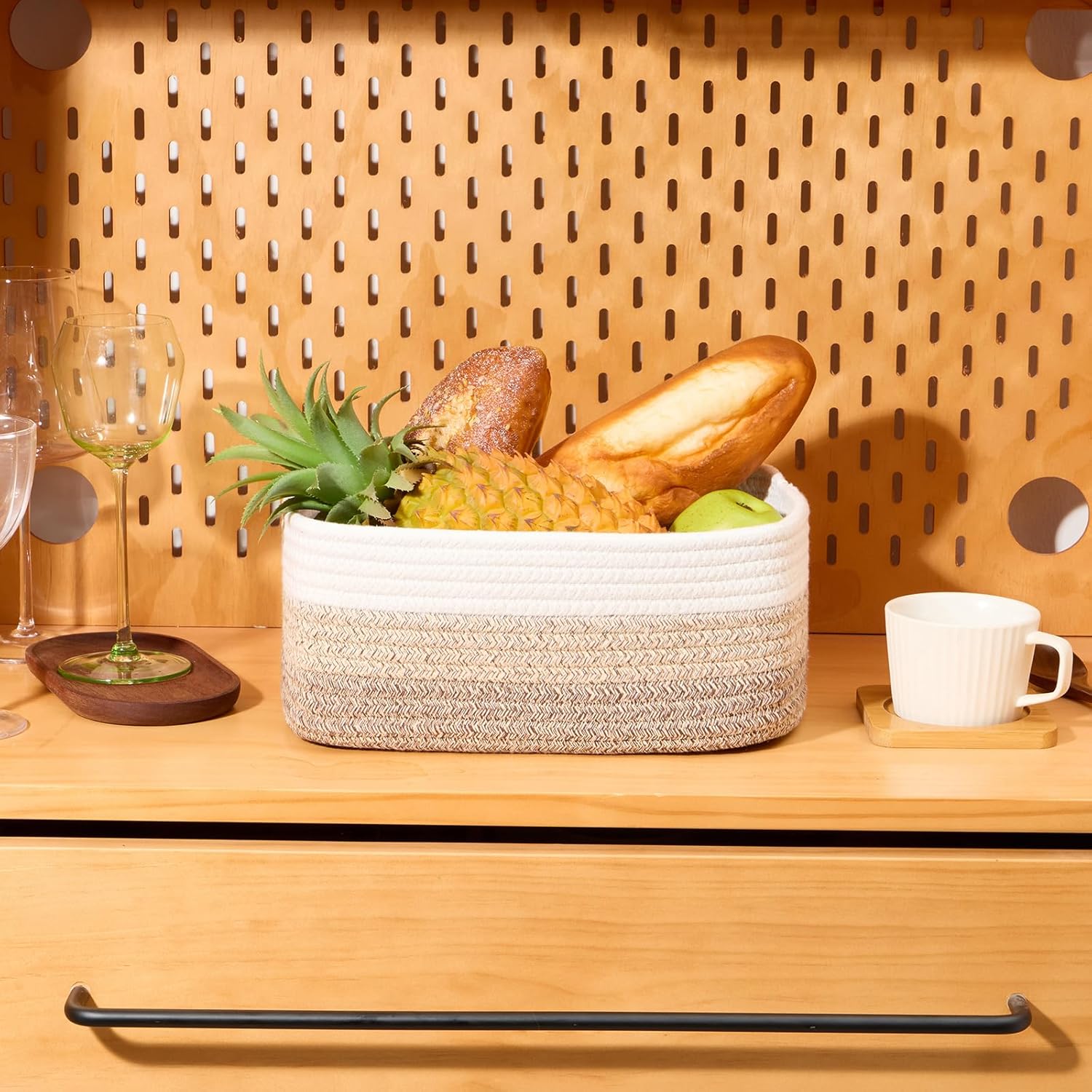 Small Storage Baskets for Organizing | Closet Organizer Bins | Shelf Toy Basket | Woven Rope Baskets | Cube Decorative Box | Shallow Basket |11.5x7.5x4.7”| 3 Packs Gradient Brown - Image 5