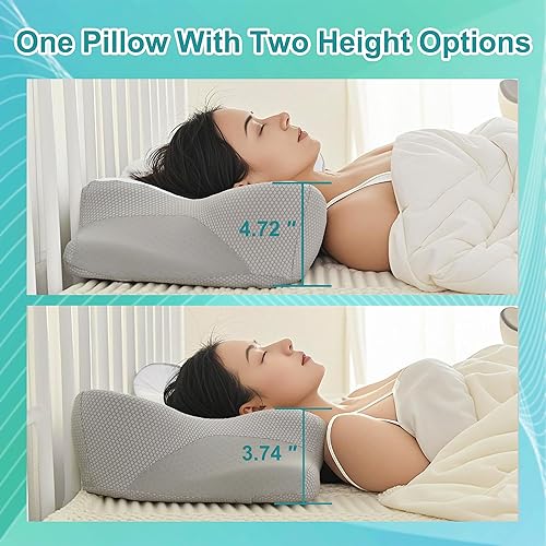 Miniatura 6 de XWZO Almohada cervical ergonómica para dormir, almohadas de apoyo cervical de espuma viscoelástica para aliviar el dolor, almohadas ortopédicas de