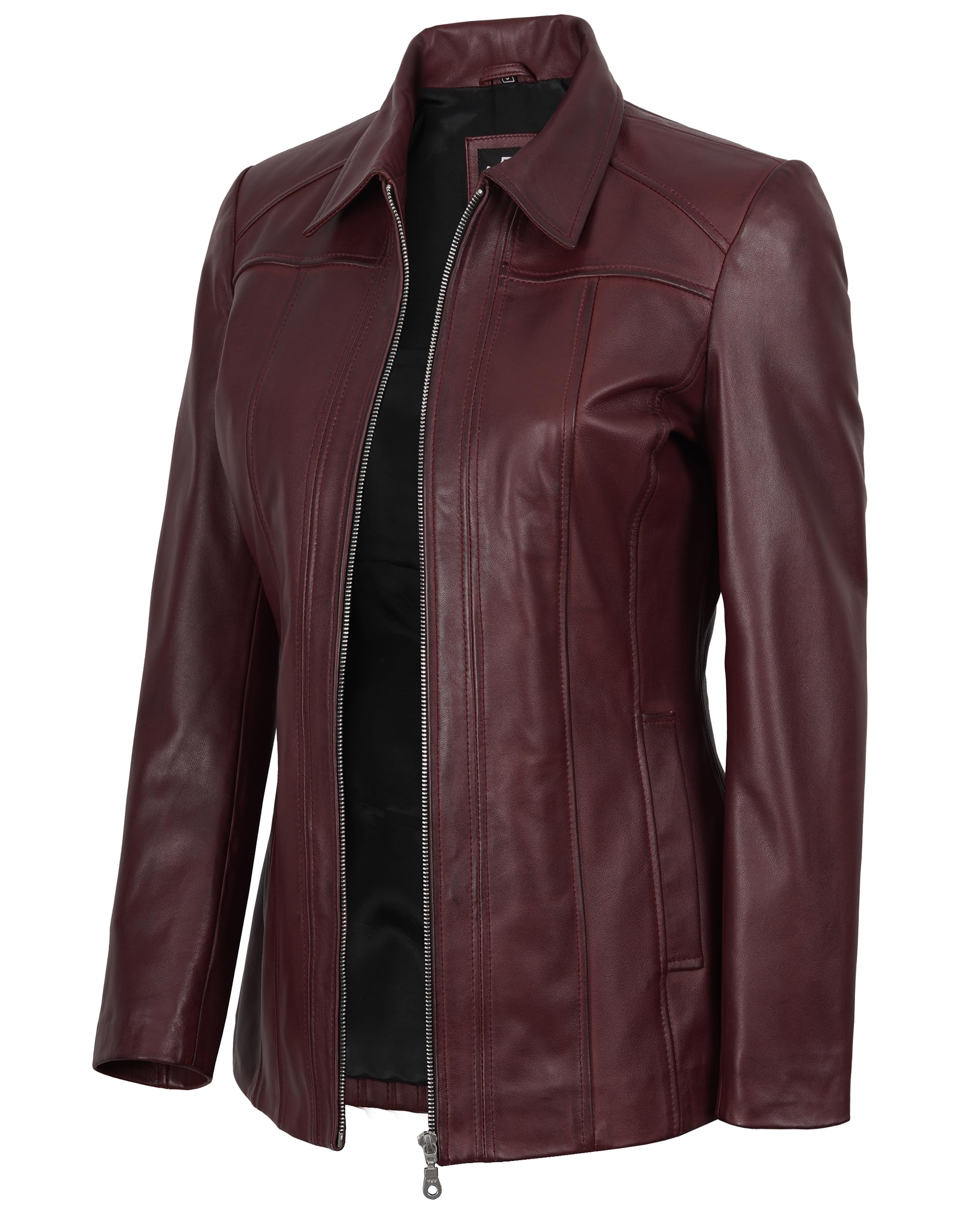 Blingsoul Leather Coats for Womens - Real Long Leather Jacket Women