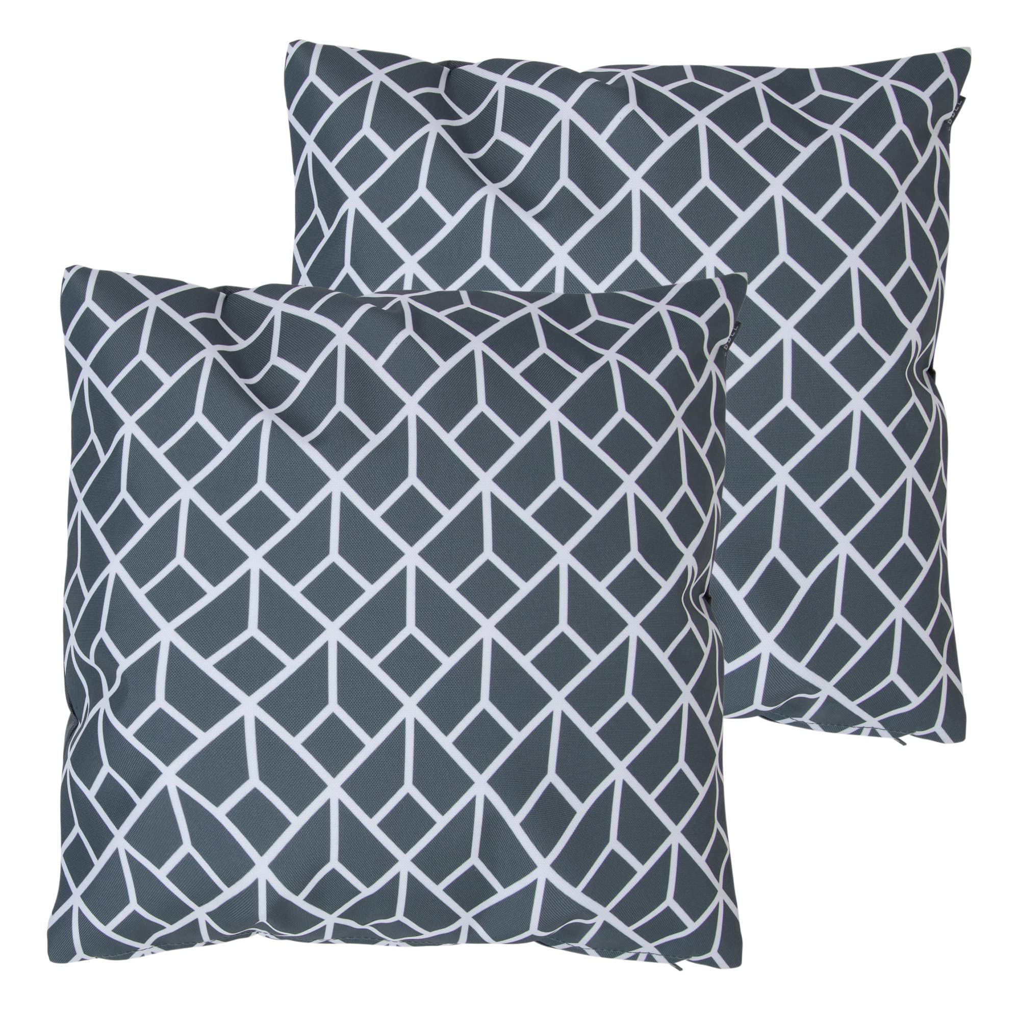 Bean Bag Bazaar Outdoor Cushions Filled, Geo Collection, Set of 2, Grey โ image 1