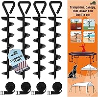 Vista 12 de Eurmax USA Estacas para tienda de campaña con forma de sacacorchos para perros, estacas de acero para cama elástica con varilla de hierro