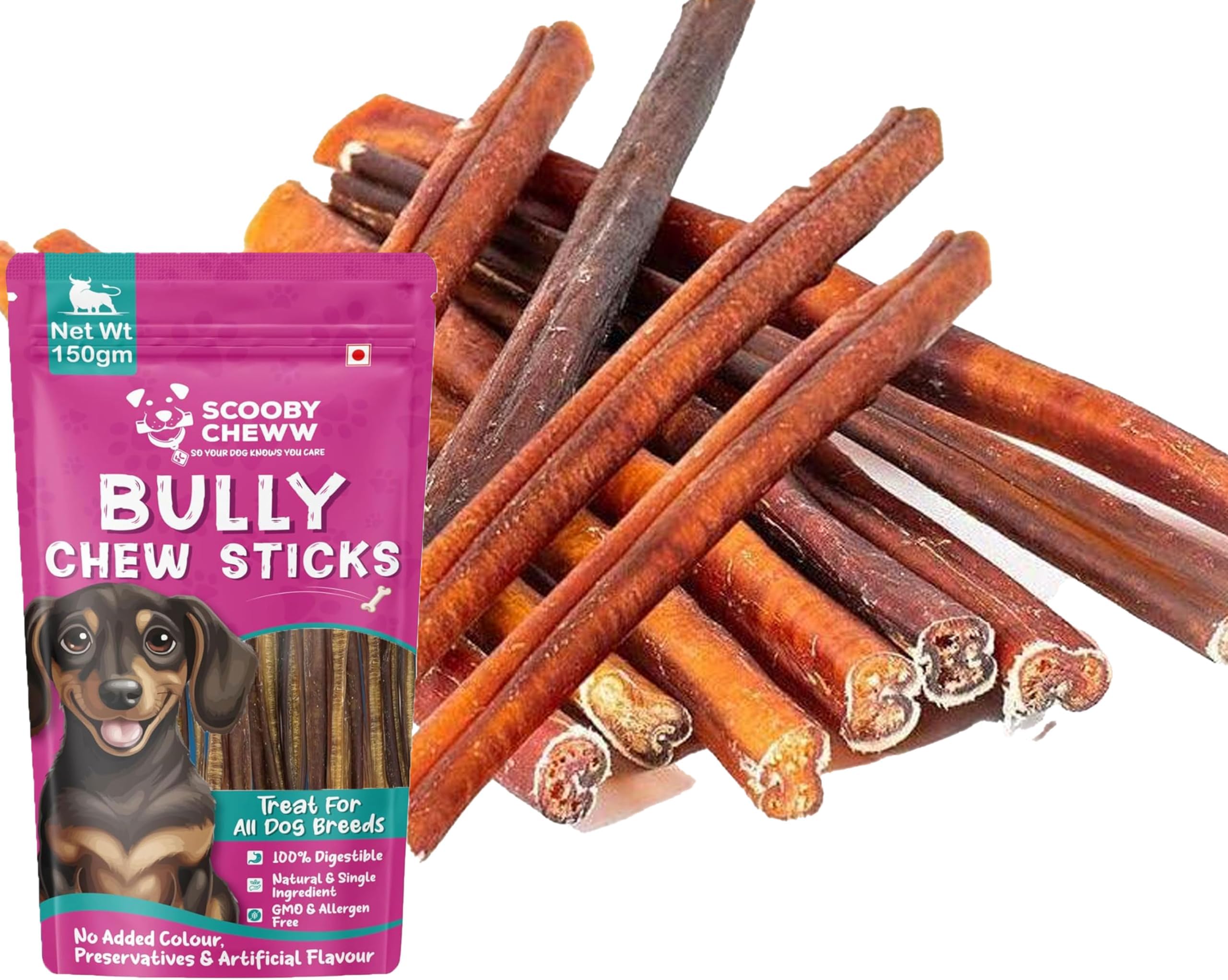 - Organic Dried Bully Chew Thick Sticks 100% Natural Protein Rich Dog Treat | Long Lasting Single Ingredient, Rawhide Free, Dog Food for All Dogs (6" Bully Sticks 150 Grams)