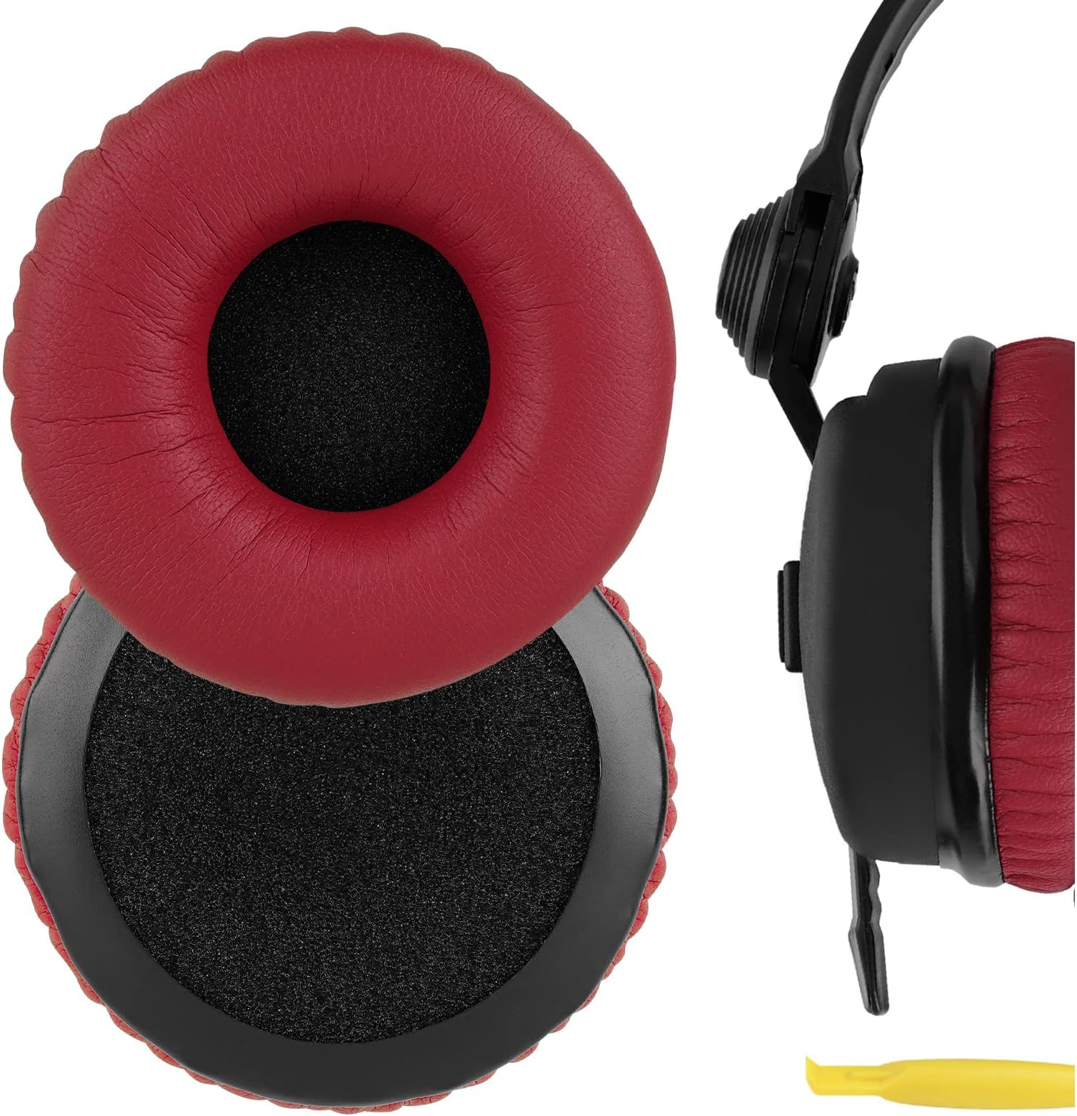 Geekria Replacement Ear Pads Compatible with Sennheiser HD 25/ 25SP/ 25Lite/ 25Plus/ 25Limited 75th Anniversary Edition Headphones, Ear Cushions with Video Guide (Red)