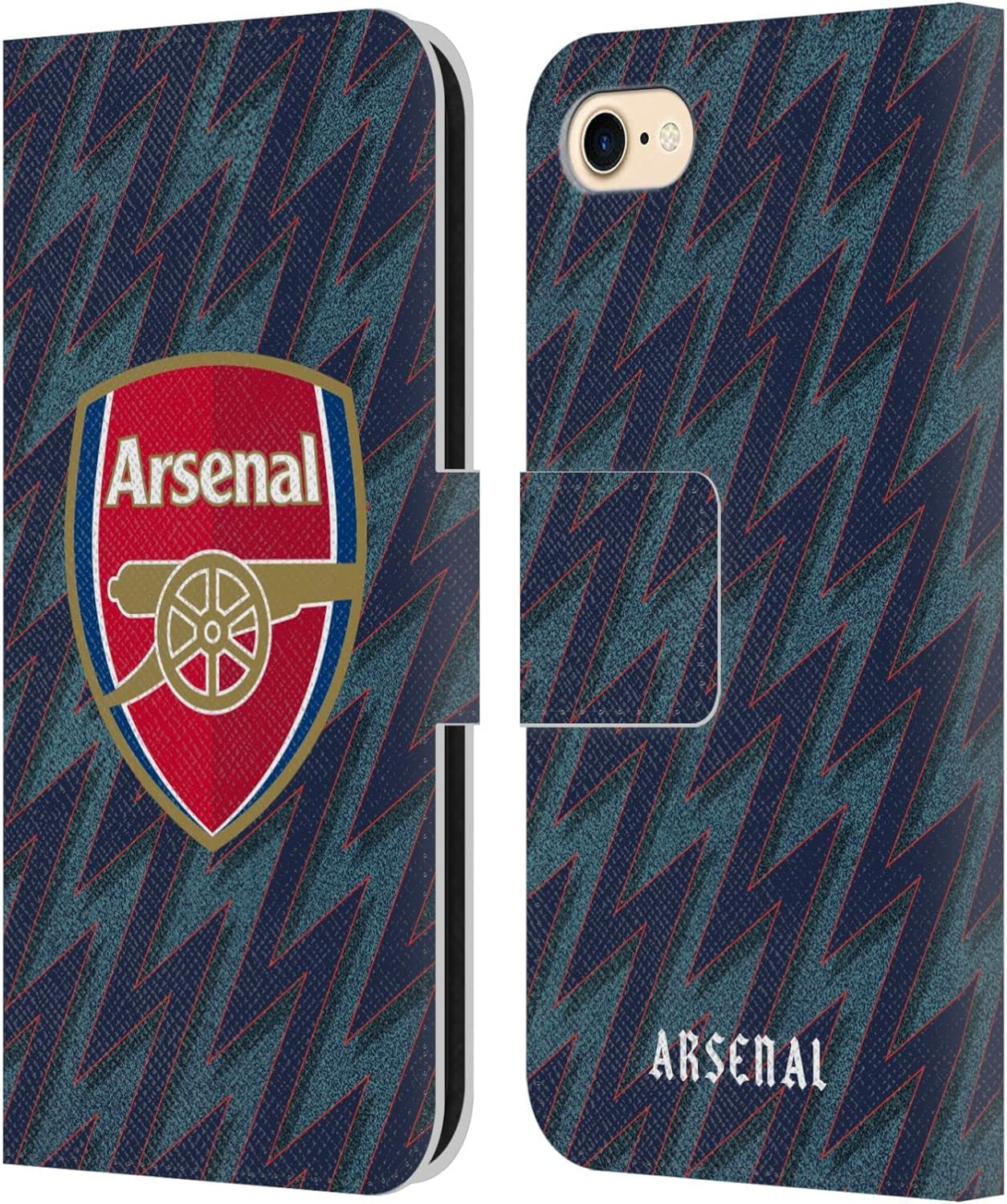 Head Case Designs Officially Licensed Arsenal FC Third 2021/22 Crest Kit Leather Wallet Case Compatible with Apple iPhone 7/8 / SE 2020 & 2022