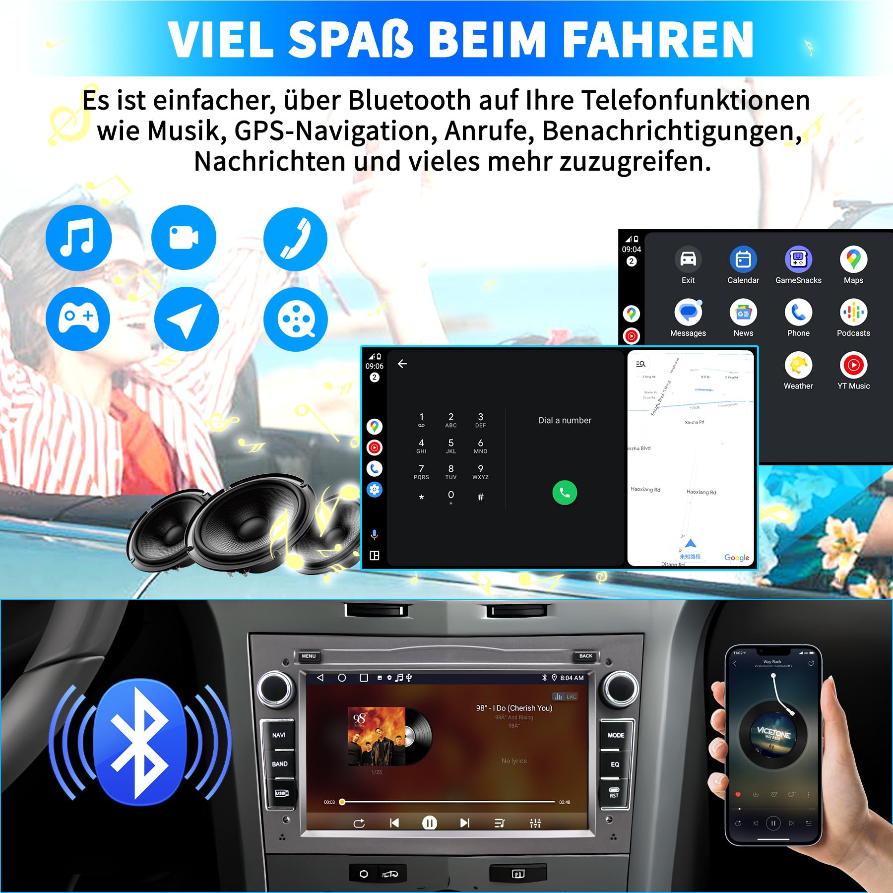Radio de Coche para Opel Astra Corsa Zafira, Sistema Android 13 2G+32G con Navegación GPS CarPlay Android Auto Bluetooth MirrorLink, Pantalla táctil de 7 Pulgadas Radio FM Mando en el Volante, Gris
