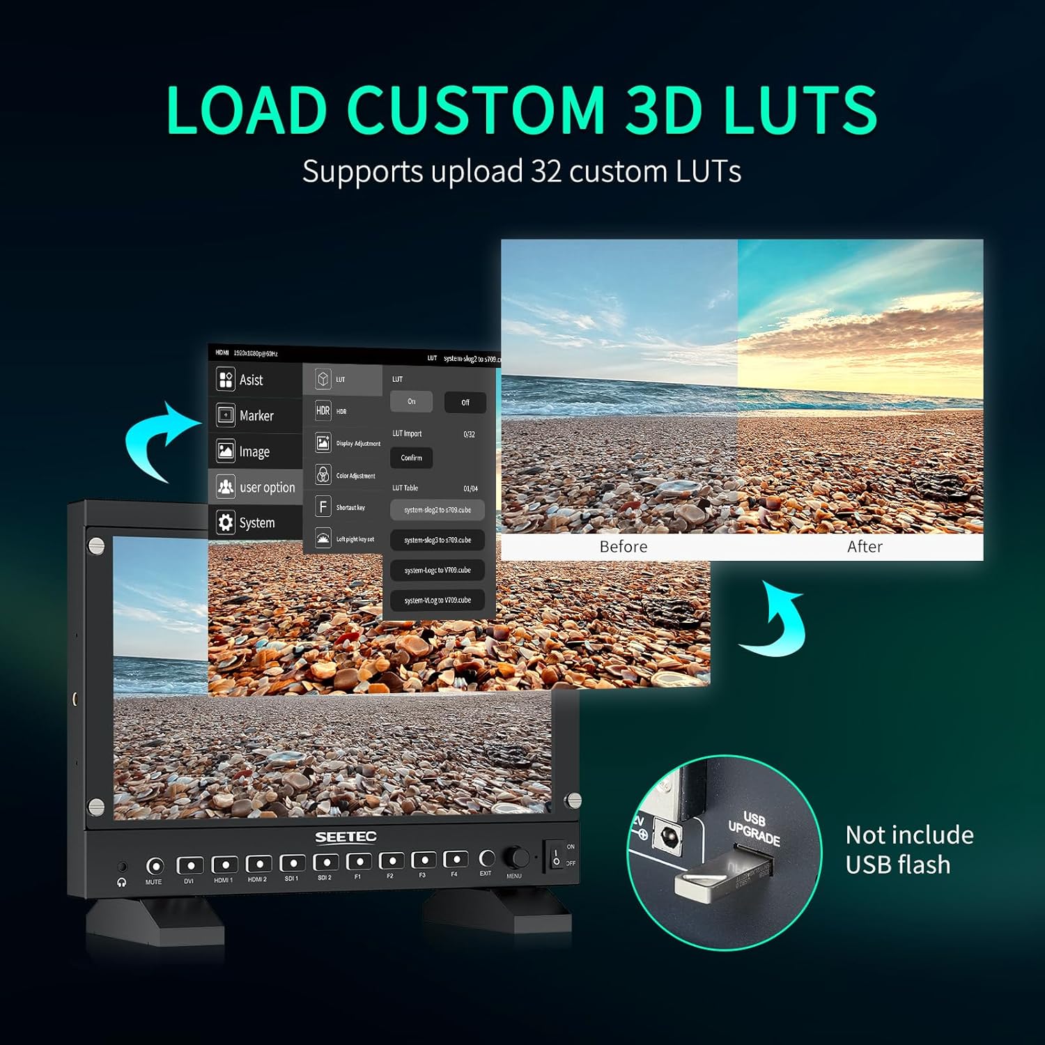 SEETECT P133 PRO 13.3 inch 1000nit High Bright Broadcast Monitor Full HD 1920x1080 Camera Monitor CalMAN Software Calibration, True Color Presentation