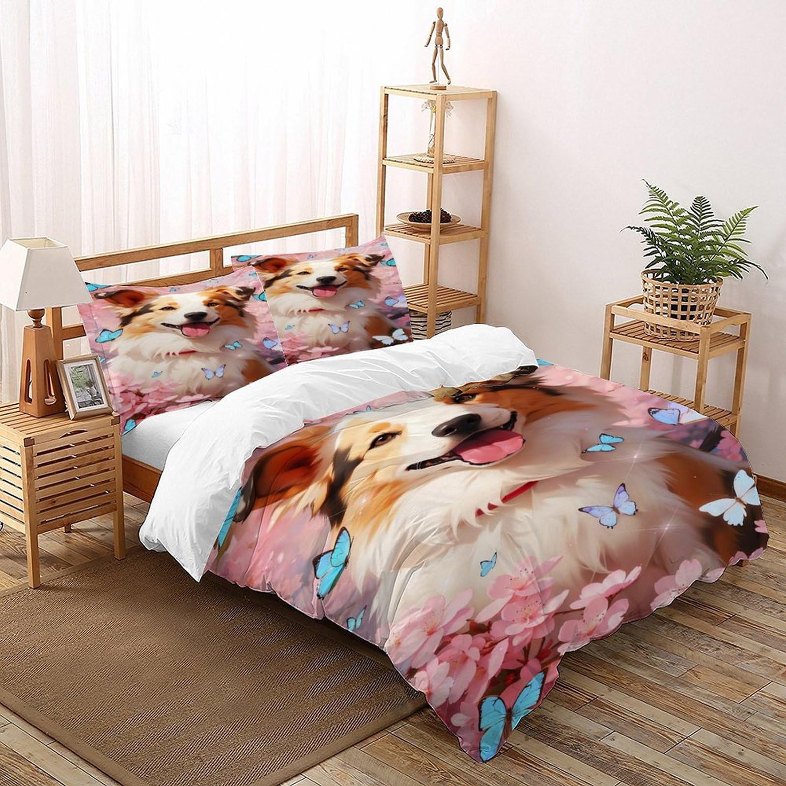 Parure de lit 3 pièces imprimé papillon doré microfibre de prestige Super King pour lit adulte