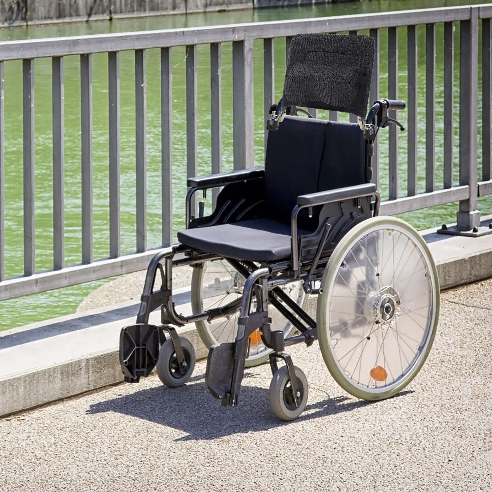 Extensión del Respaldo Diseño Ergonómico para Silla de Ruedas Material de Acero al Carbono y Tela de Malla Negra, Accesorio Ajustable y Resistente para Movilidad