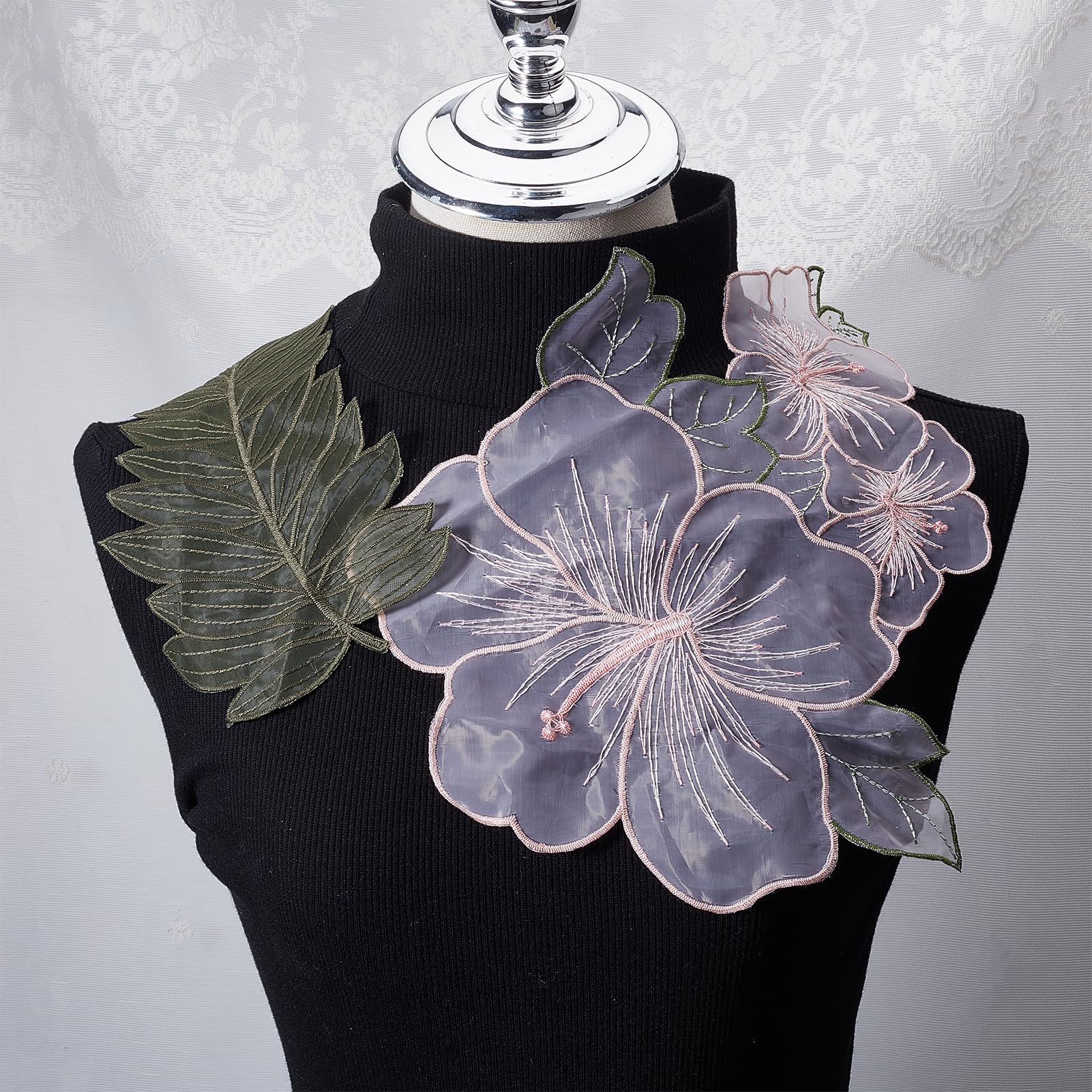 Amazon.co.jp: letsinstyle オーガンジー蓮の花アップリケ、ピンク 