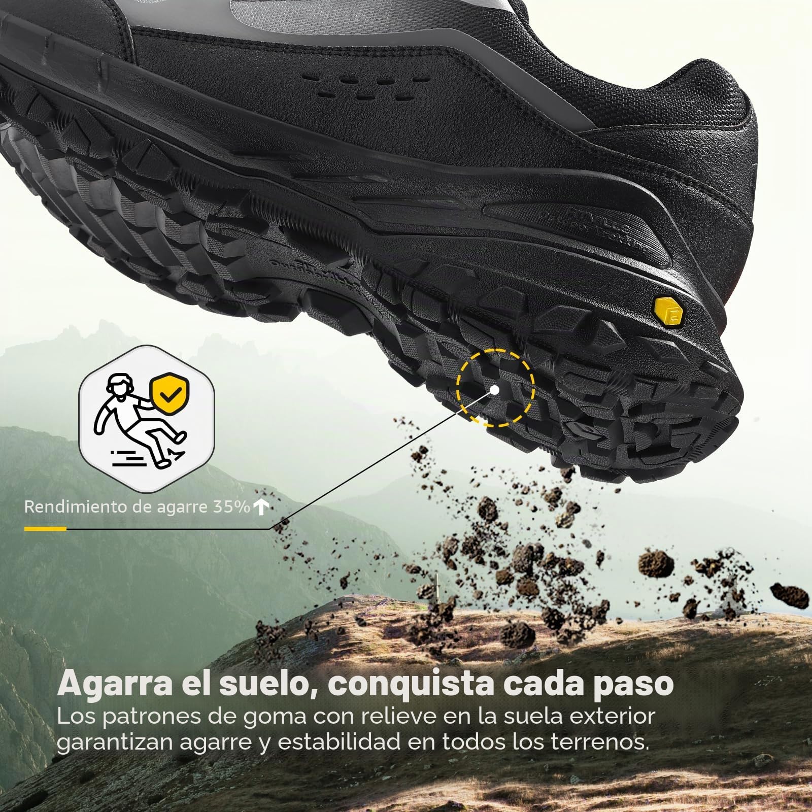 FitVille Zapatillas de Senderismo Extra Anchos para Hombre Zapatos de Trekking Antideslizantes Zapatillas Deportivas Transpirable para Exteriores Montaña Caminar