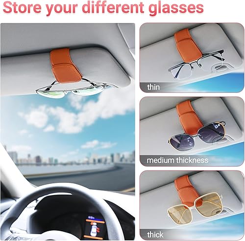Miniatura 5 de Soporte para lentes de sol para visera de automóvil, clip magnético de cuero, soporte para lentes, camión, accesorios interiores de automóvil,