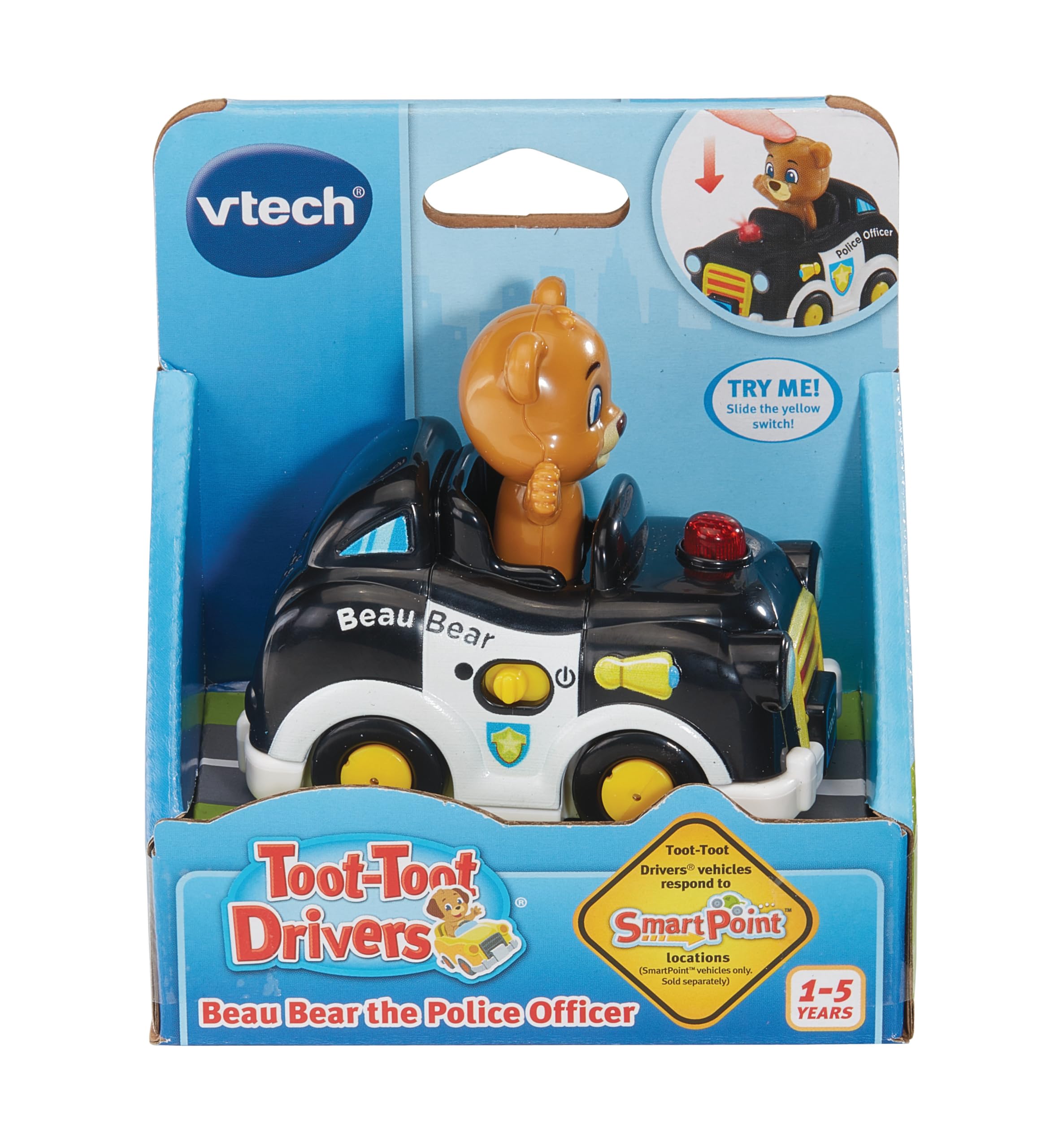 VTech Toot-Toot Drivers Beau Bear the Police Officer, Interactive Toddlers Toy, Pretend Play with Lights and Sounds - Image 3