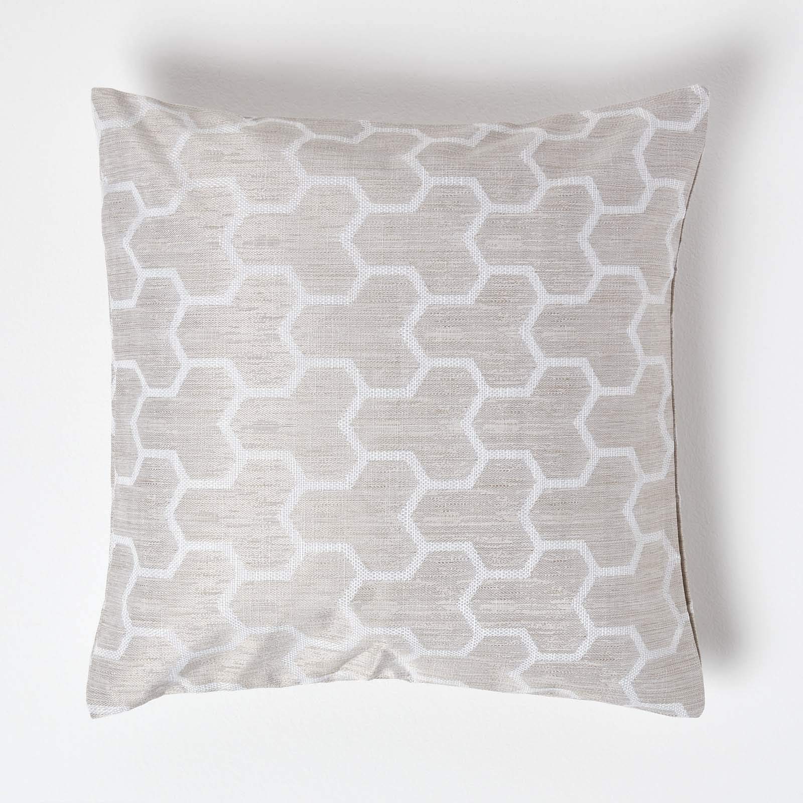 Homescapes Geometric Jacquard Cushion Cover 45 cm x 45 cm Natural