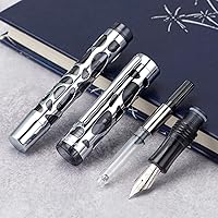 Vista 6 de Asvine M169 Pluma estilográfica de punta media, cuentagotas y convertidor de llenado, acrílico negro transparente