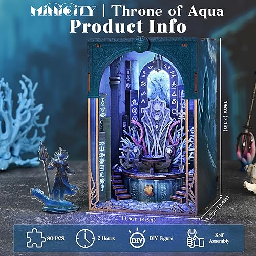 Miniatura 43 de Kit de rincón de libros en miniatura, rompecabezas de madera 3D con luz LED para decoración de estantería (más allá de la biblioteca)