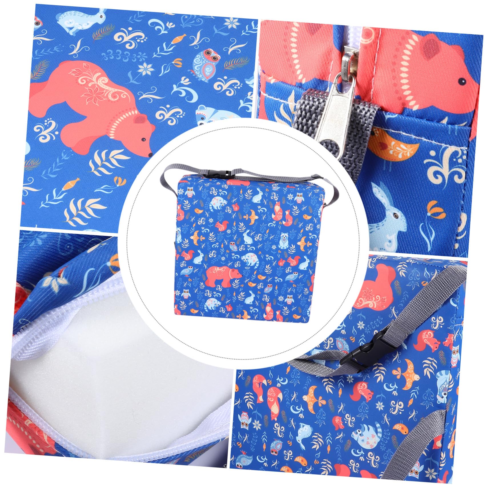 Rialzo Sedia Portatile con Cuscino Staccabile e Lavabile Alzasedia per Ragazzi e Ragazze con Copertura in Poliestere Resistente Supporto Sicuro per Tavola Blu con Motivi Animali