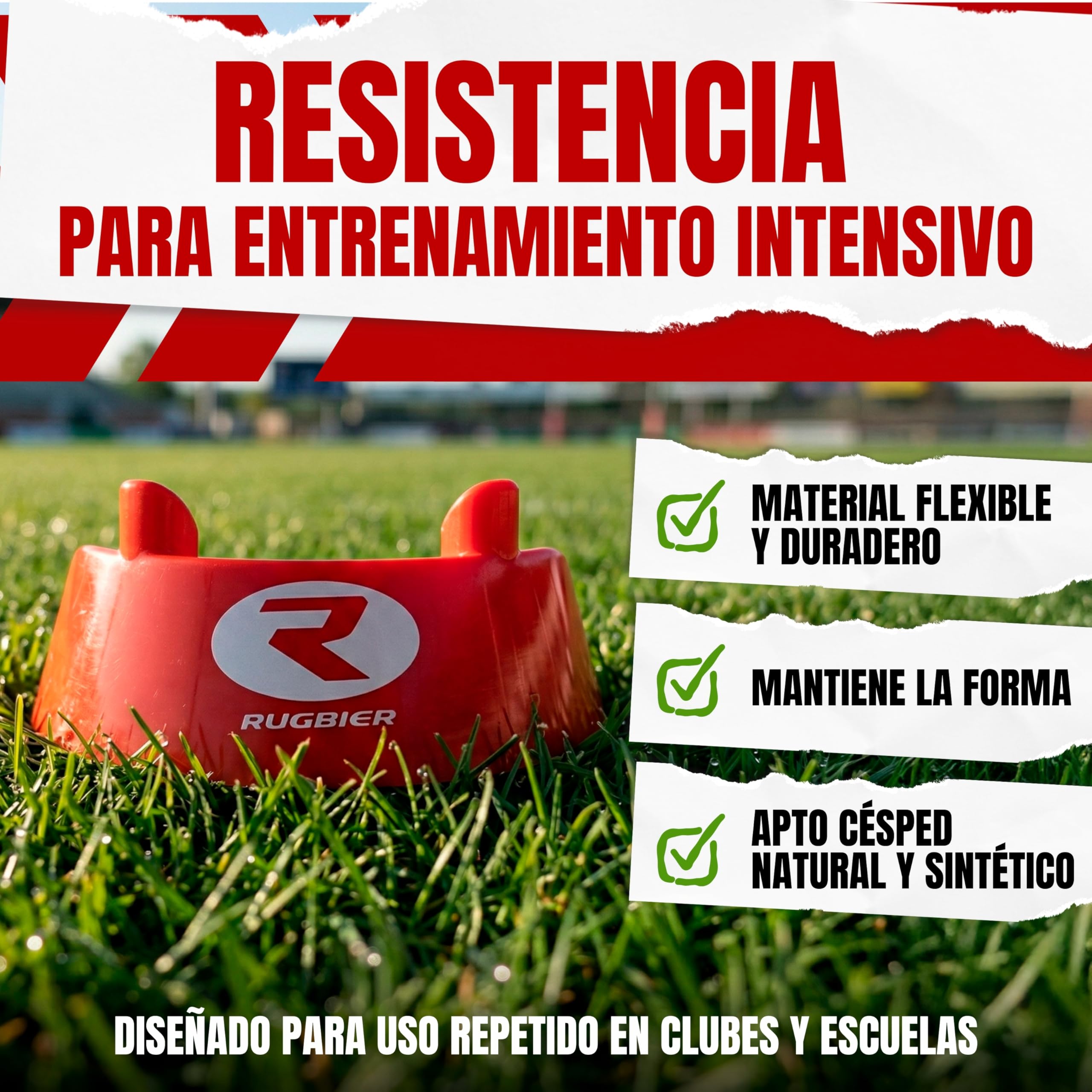 tee de Rugby Profesional Standard – Kicking tee para Patadas, Conversiones y Entrenamiento – Soporte Balón Rugby Alta Estabilidad – Accesorio Rugby Competición – Color Rojo