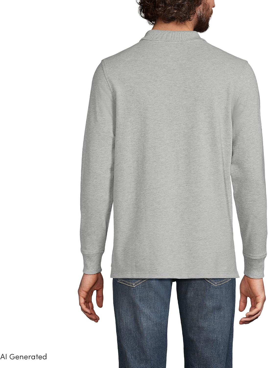 Lands' End School Uniform Young Men's Long Sleeve Mesh Polo Shirt