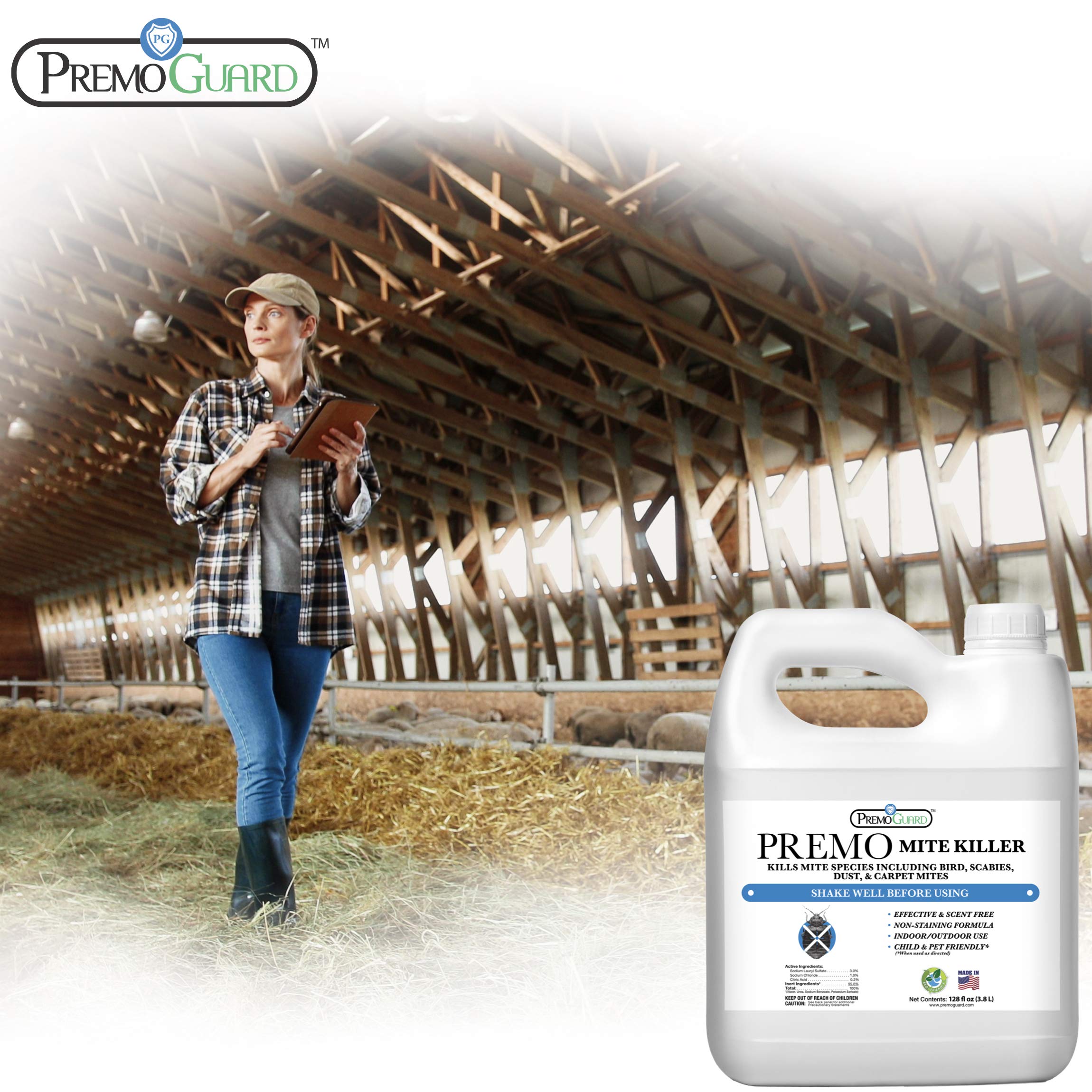 Mite Killer Spray by Premo Guard 128 oz Treatment for Dust Spider