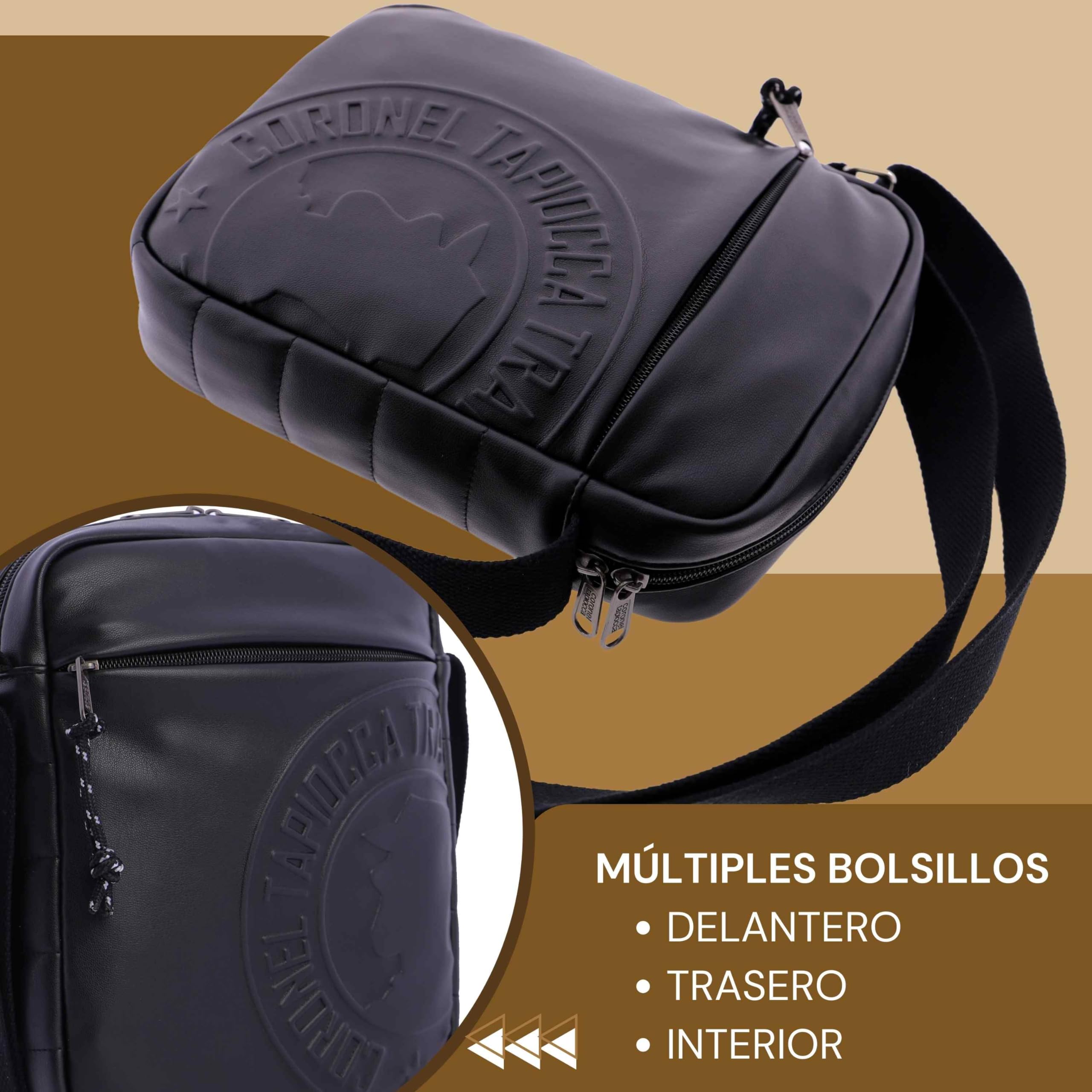Coronel Tapioca - Bandoleras Hombre - Bolso Hombre - Bolso hombre bandolera - Bolso Bandolera hombre - Bandolera piel Grande hombre mariconera para uso diario, casual, viaje o negocios