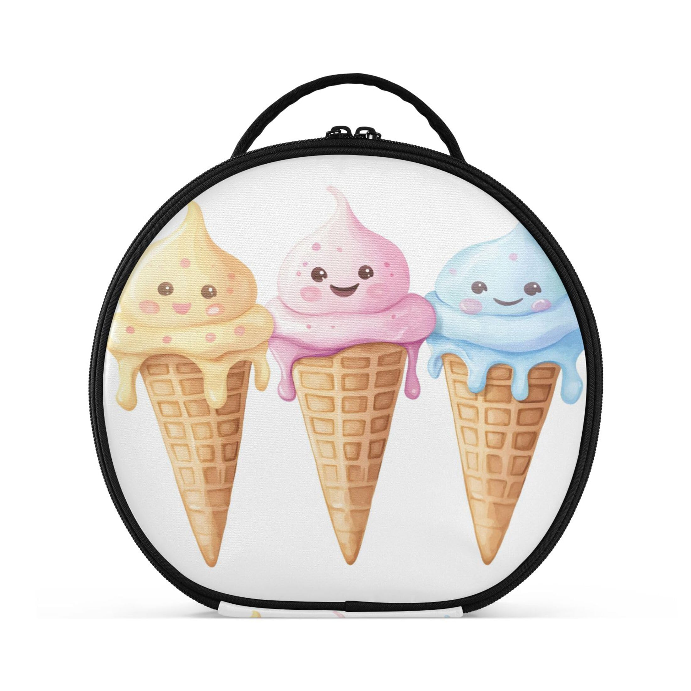 Takiito Cute Ice Cream Travel Makeup Case Portable Makeup Box Artist Cosmetic Case Organizer With Adjustable Dividers