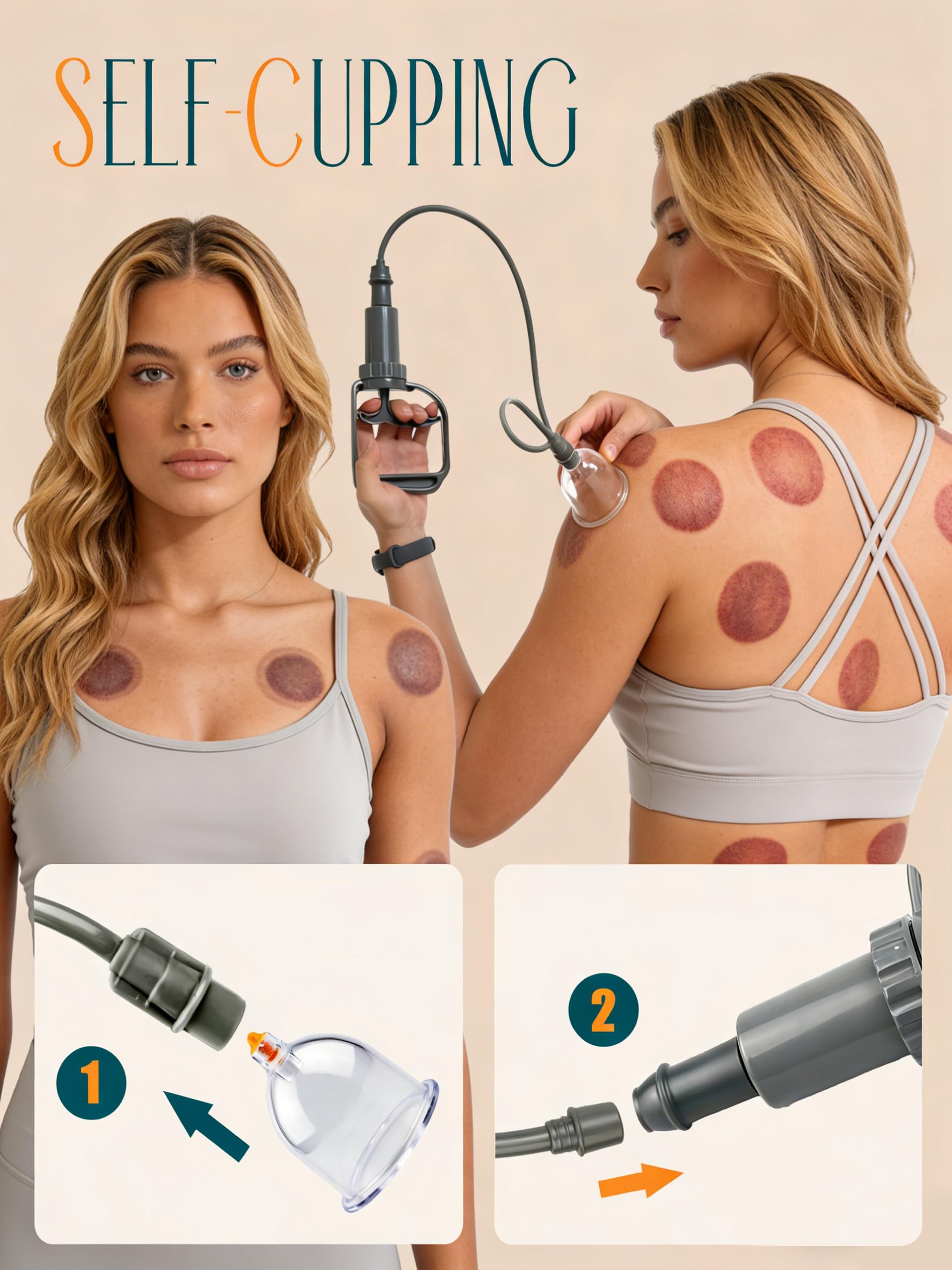 DEFUNX Kit di coppettazione da 12 tazze per terapia di massaggio a casa con ventose per tutto il corpo