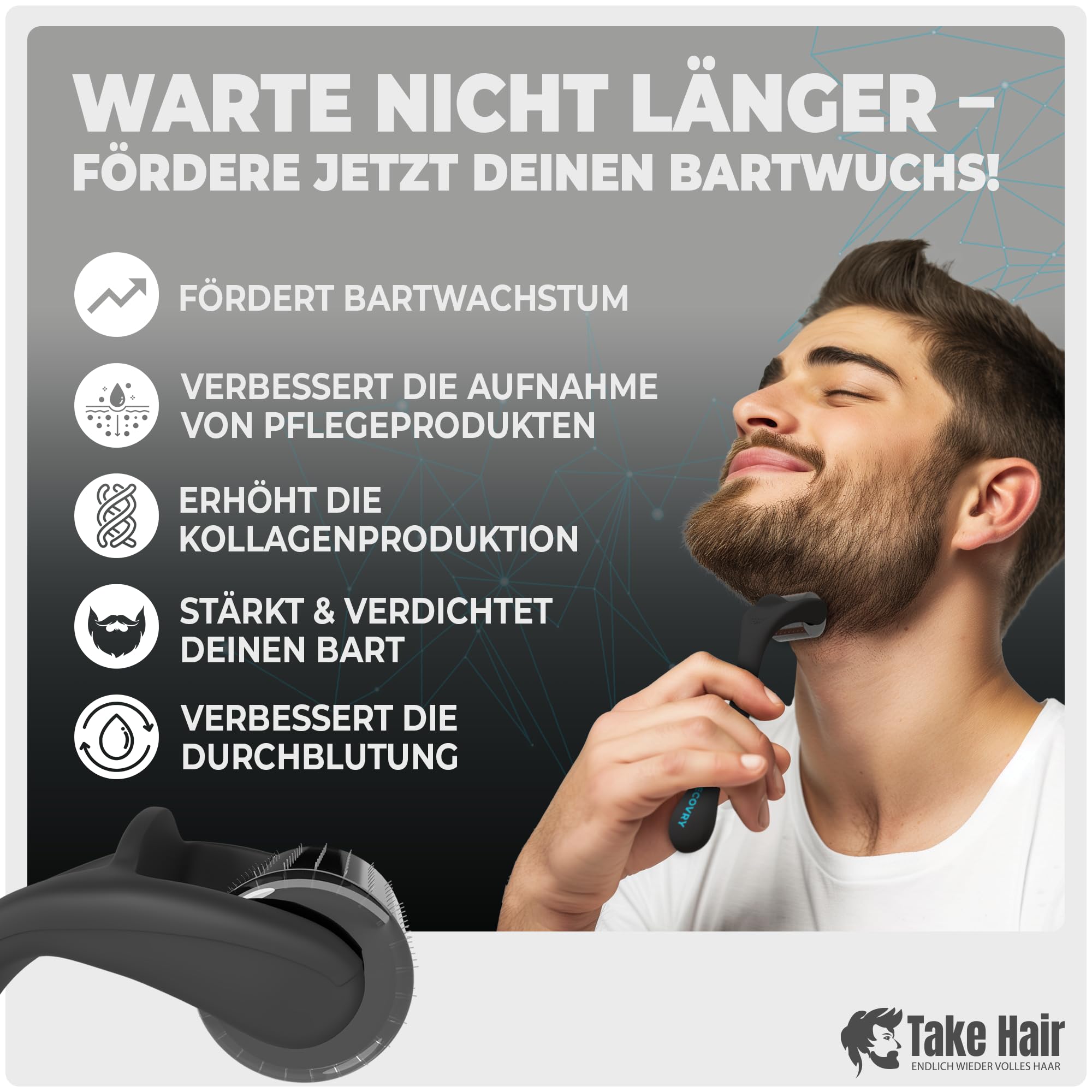 Take Hair Recovery Beard Roller, black - Image 3