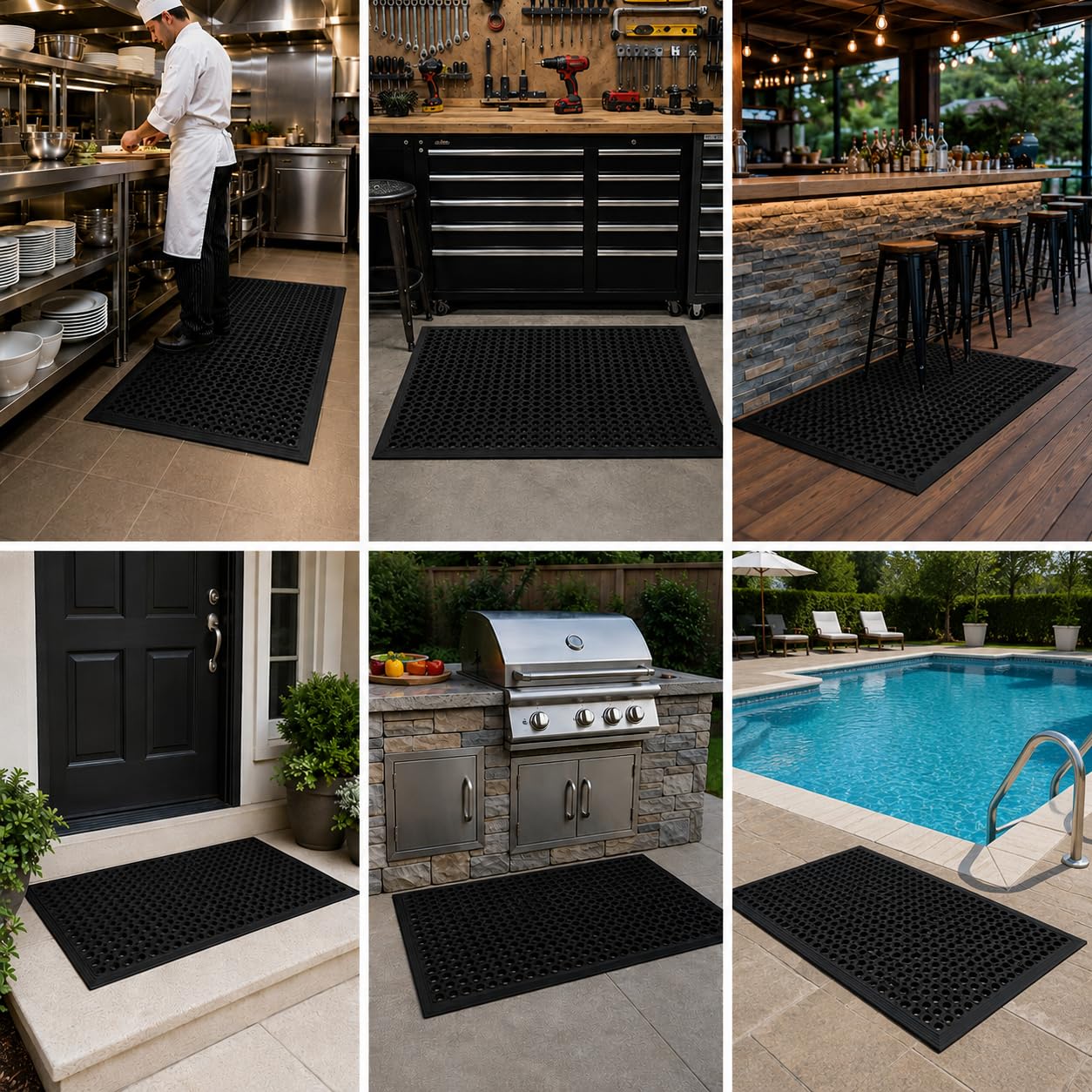 UNIMAT-Anti-Fatigue Outdoor Rubber Drainage with Non-Slip Backing Heavy Duty Mat for Restaurant Industrial Use-3'x 5' Black Mat-Ideal Bar Accessory — Amazon image 5