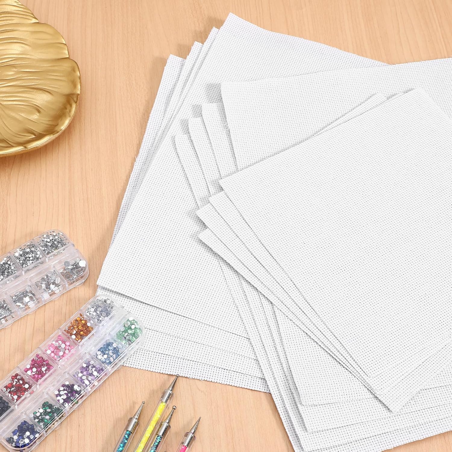 Tofficu 12pcs Cross Fabric Squares White Embroidery Cloth for Crafts Accurate Stitching User-Friendly Design for Home Decoration