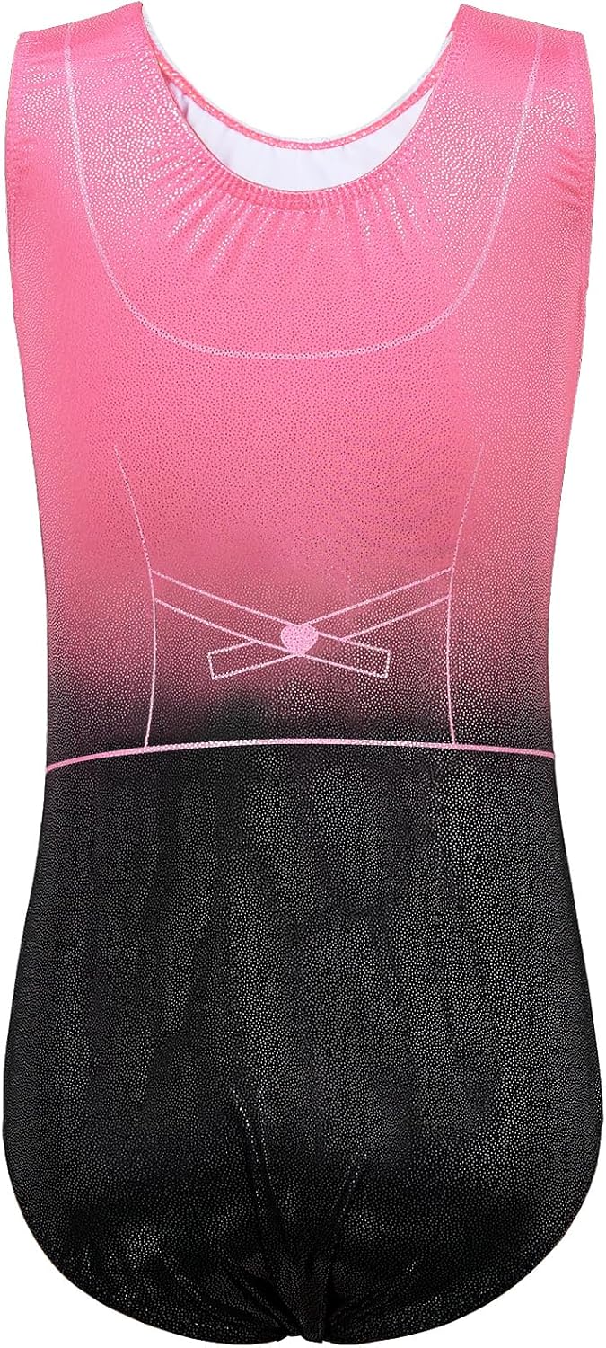 TFJH E Gymnastics Leotards for Girls Ballet Bodysuits Tuxedo Print 3-12Y | 4 way Stretch Rhinestone Dancewear, Perfect for gymnastics meets, dance recitals, cheer competitions, birthday performances.