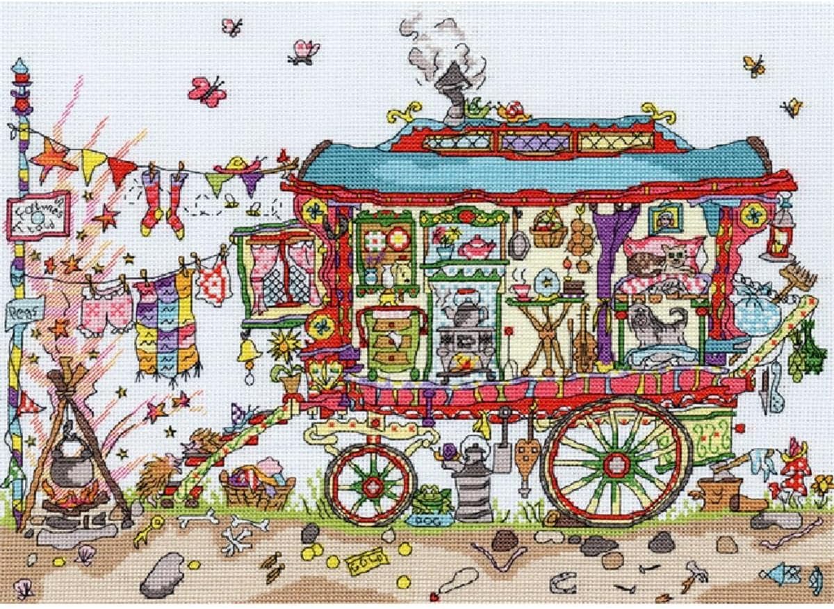 Bothy Threads Counted Cross Stitch Kit Gypsy Wagon, 36x26cm, XCT13